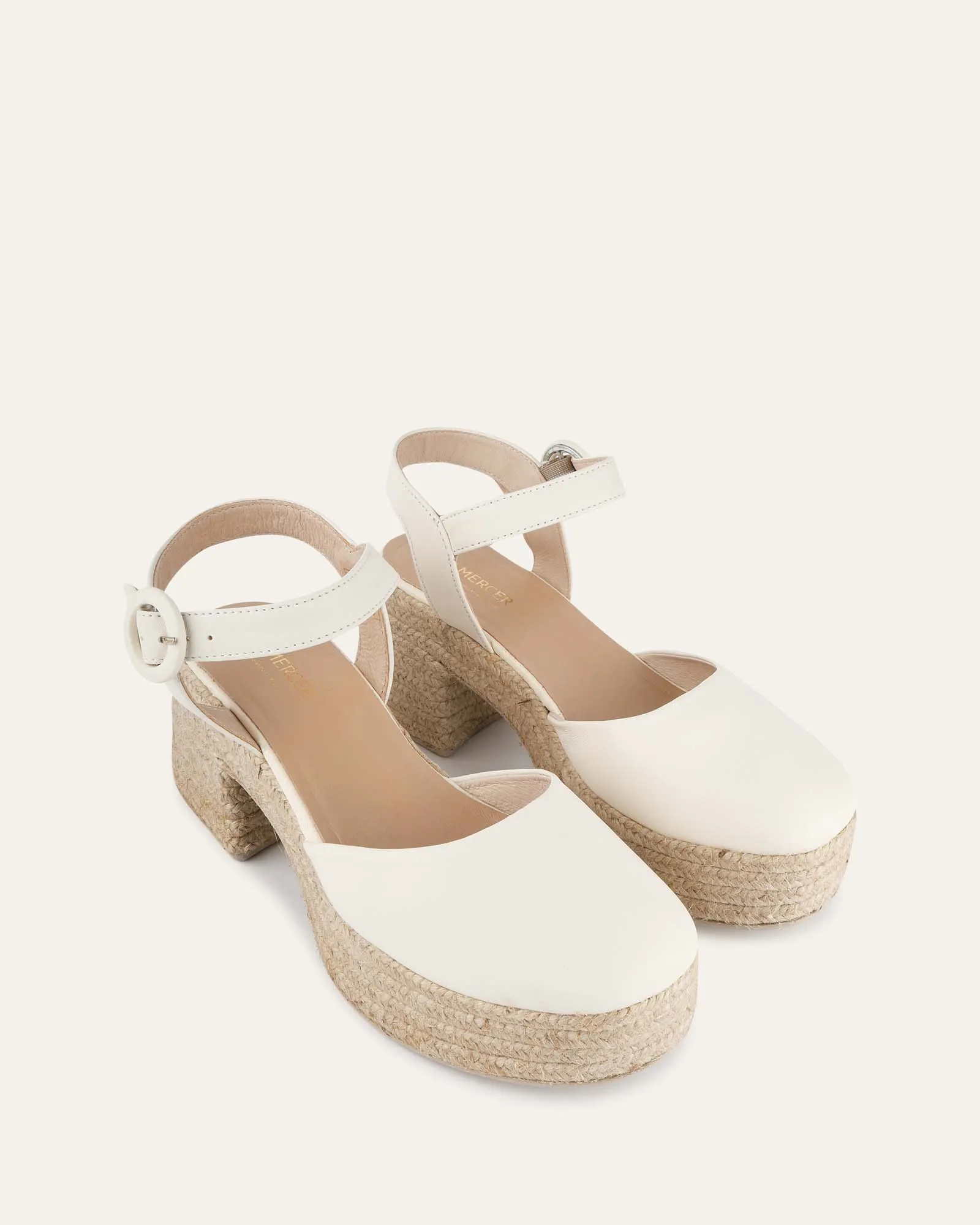 DINA ESCARPINS À TALONS HAUTS EN CUIR BLANC CASSÉ
