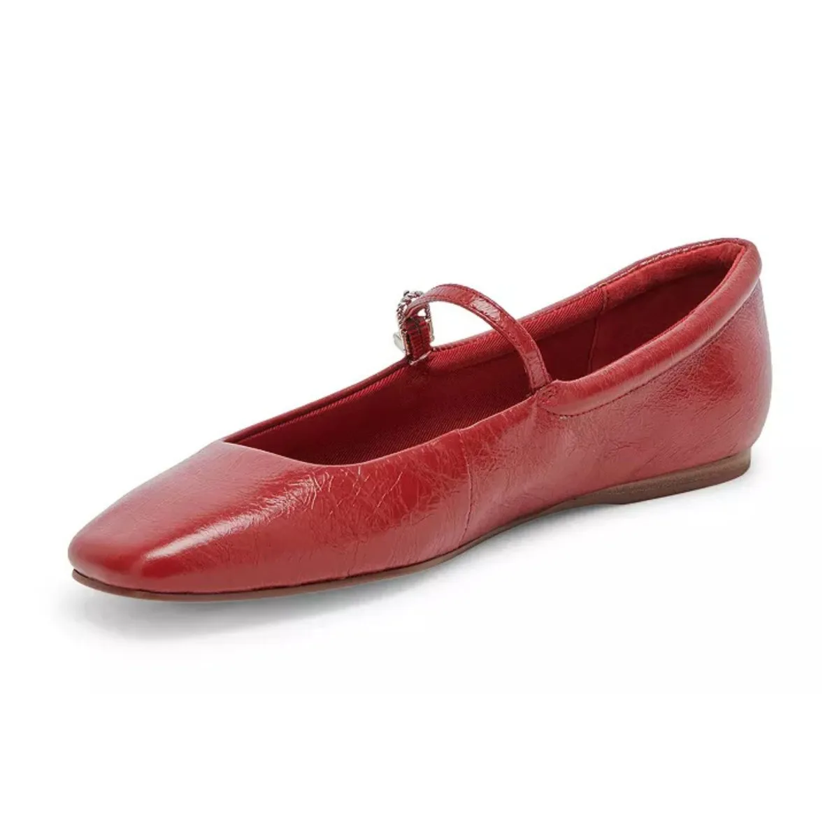 Dolce Vita Ballerines Reyes pour Femme en Cuir Verni Froissé Rouge