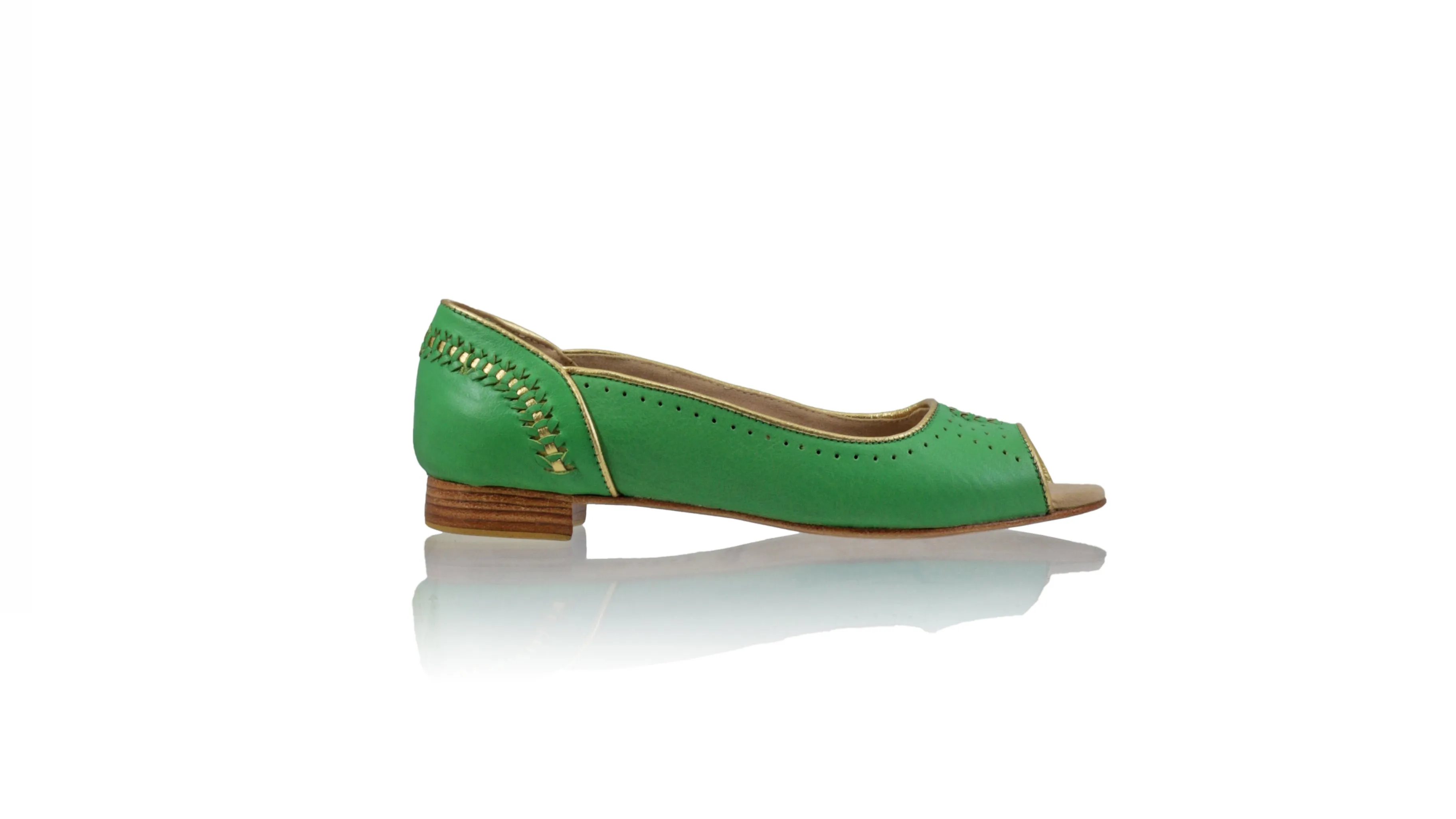 Donna Ballerine à bout ouvert 20mm - Vert & Or