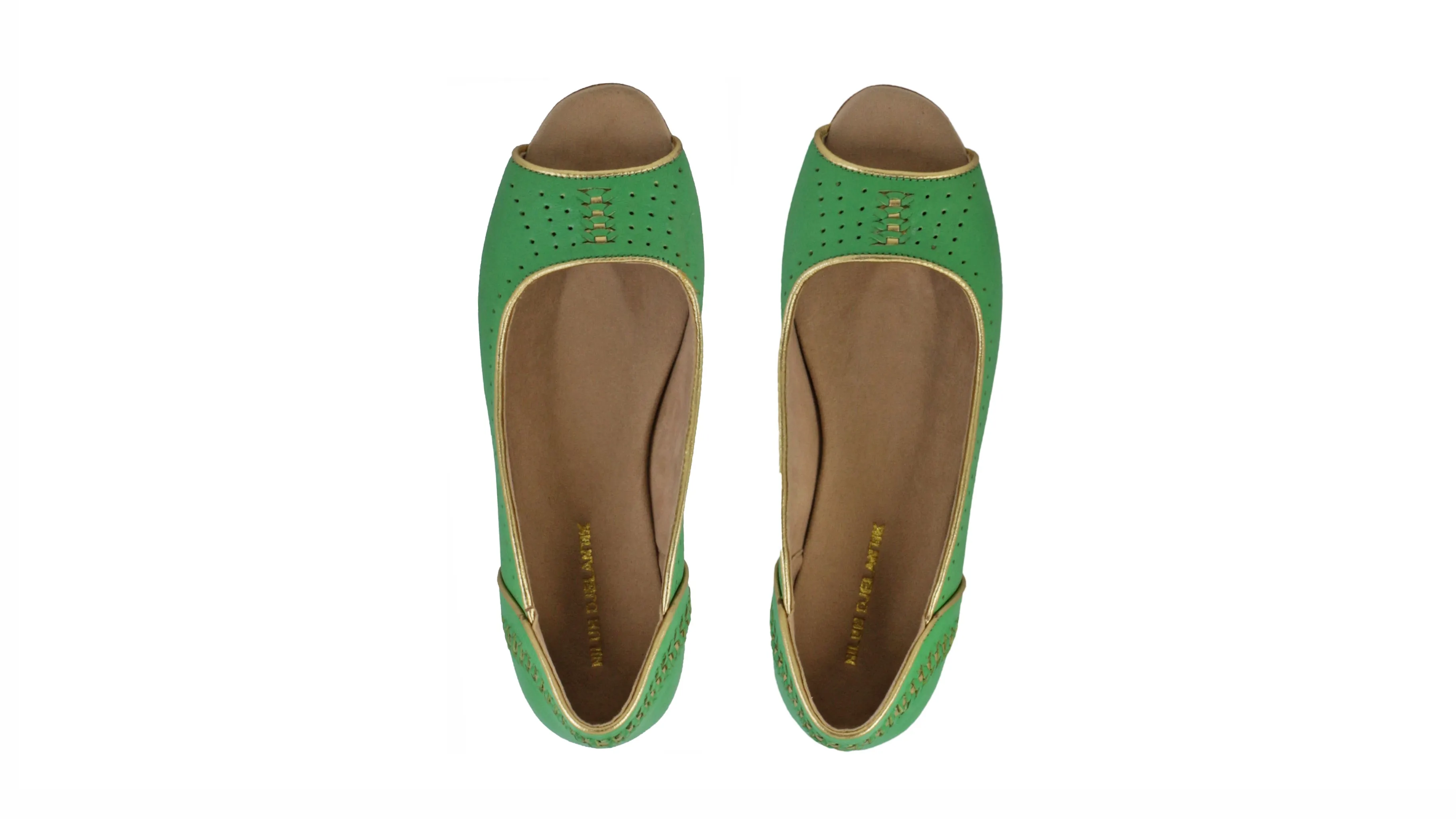 Donna Ballerine à bout ouvert 20mm - Vert & Or