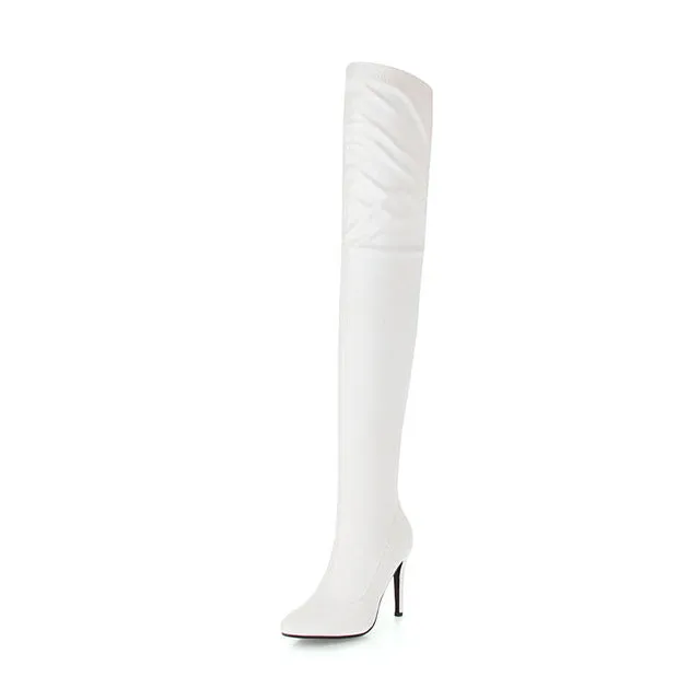 DoraTasia 2018 Grande Taille 33-48 Marque Bottes d'Hiver à Talons Hauts Fins Bottes Montantes Bottes de Soirée pour Femme Chaussures Mode Nova Femme