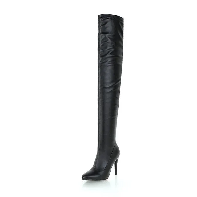 DoraTasia 2018 Grande Taille 33-48 Marque Bottes d'Hiver à Talons Hauts Fins Bottes Montantes Bottes de Soirée pour Femme Chaussures Mode Nova Femme