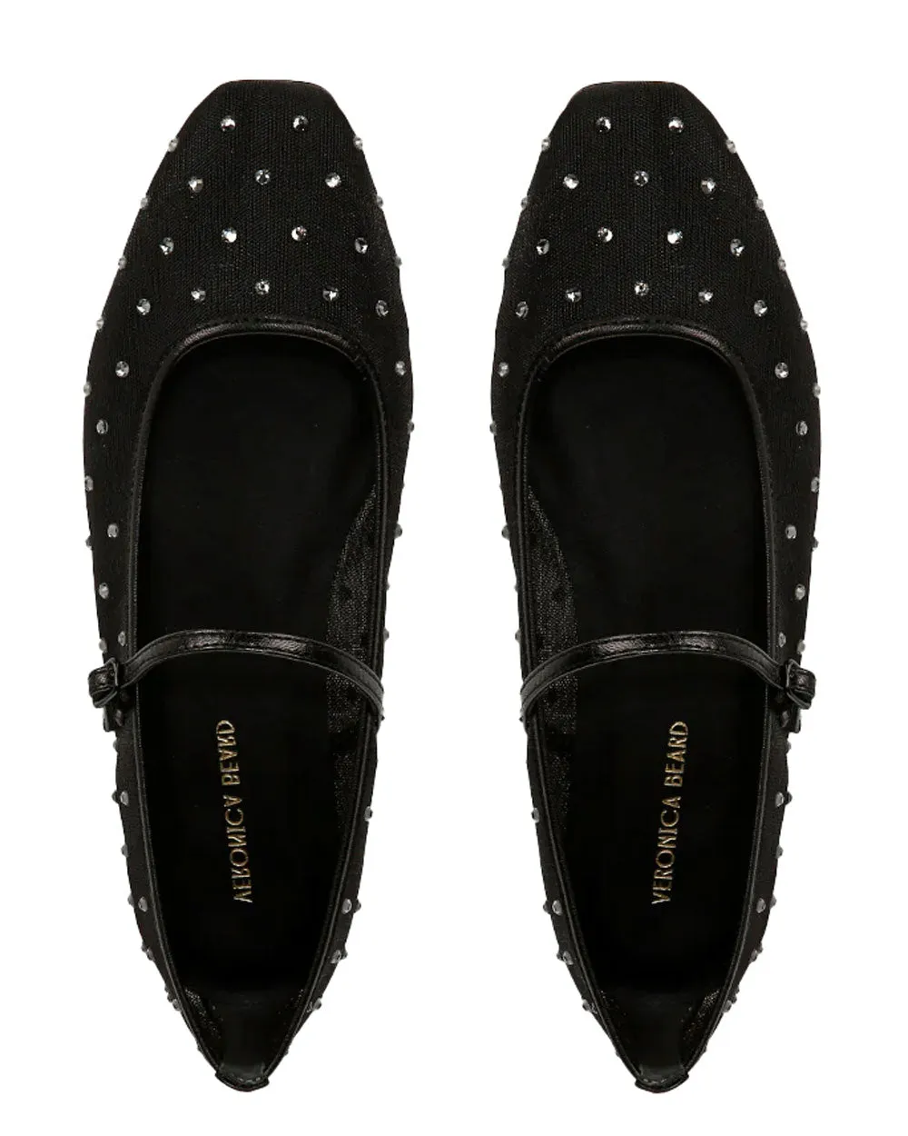 Ellie Mesh Crystal Ballerine Noire