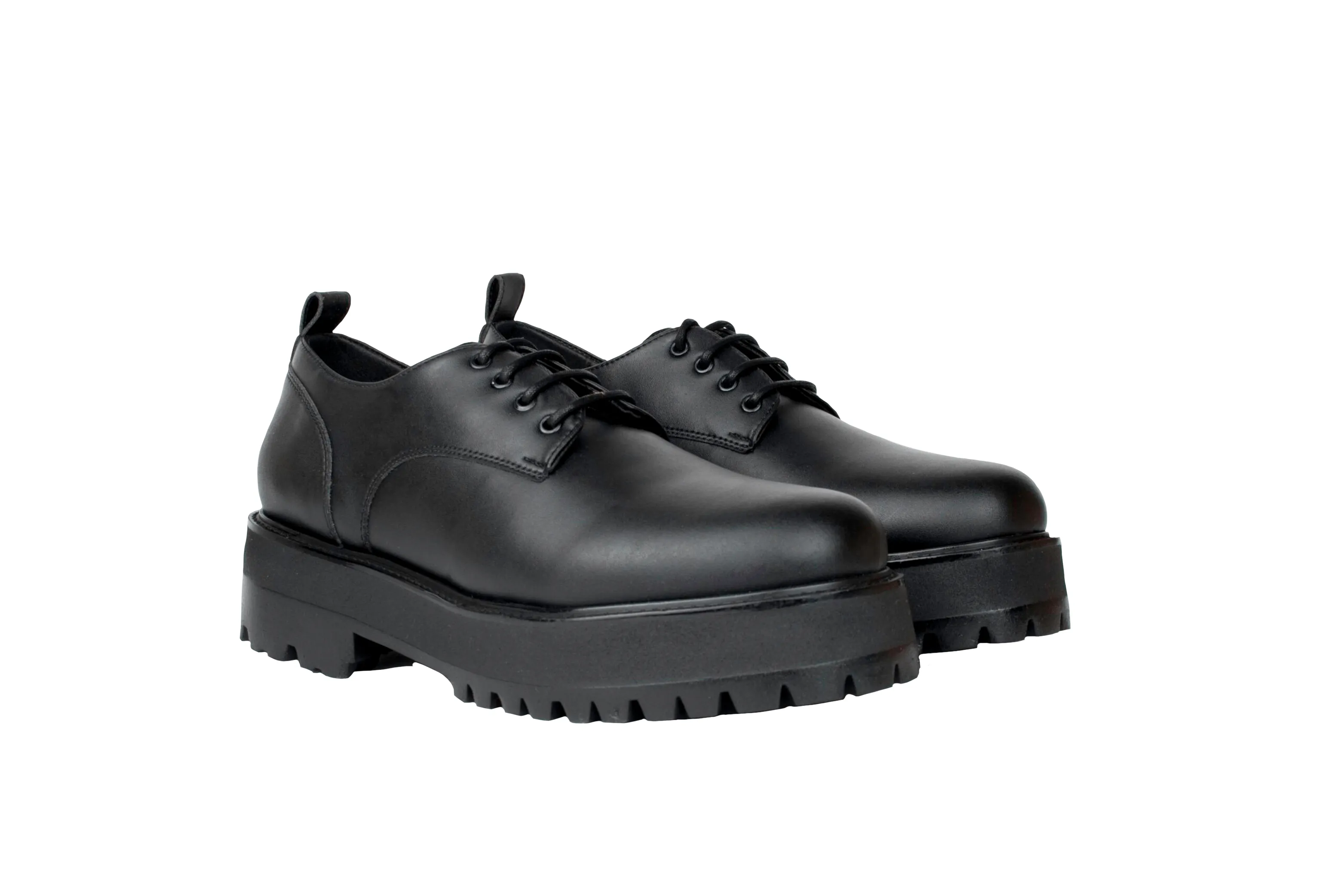 Farah Unisex Derby Épais en Simili-Cuir Végane | Noir