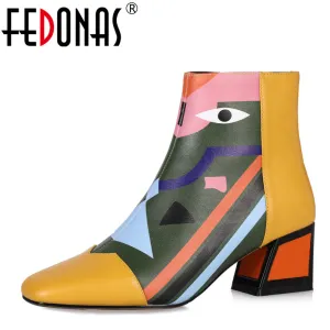 FEDONAS Marque de Mode Bottes Femmes à Cheville Bottes de Neige Chaussures à Talons Hauts Chaudes pour Femmes Escarpins pour Soirée Mariage Bottes Basiques en Cuir Véritable Chaussures Fashion Nova