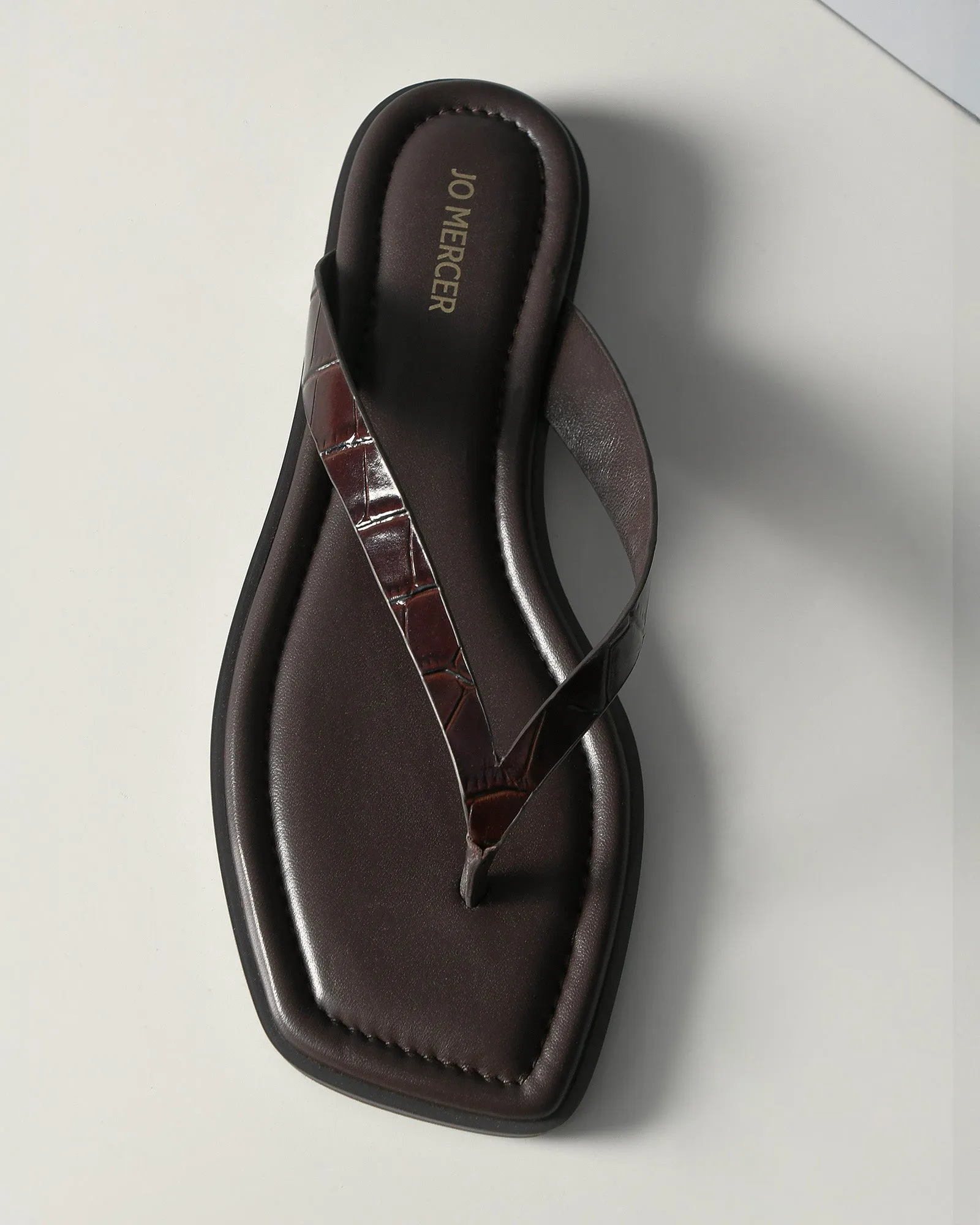 SANDALES PLATES FRENCHIE CROCO CHOCOLAT