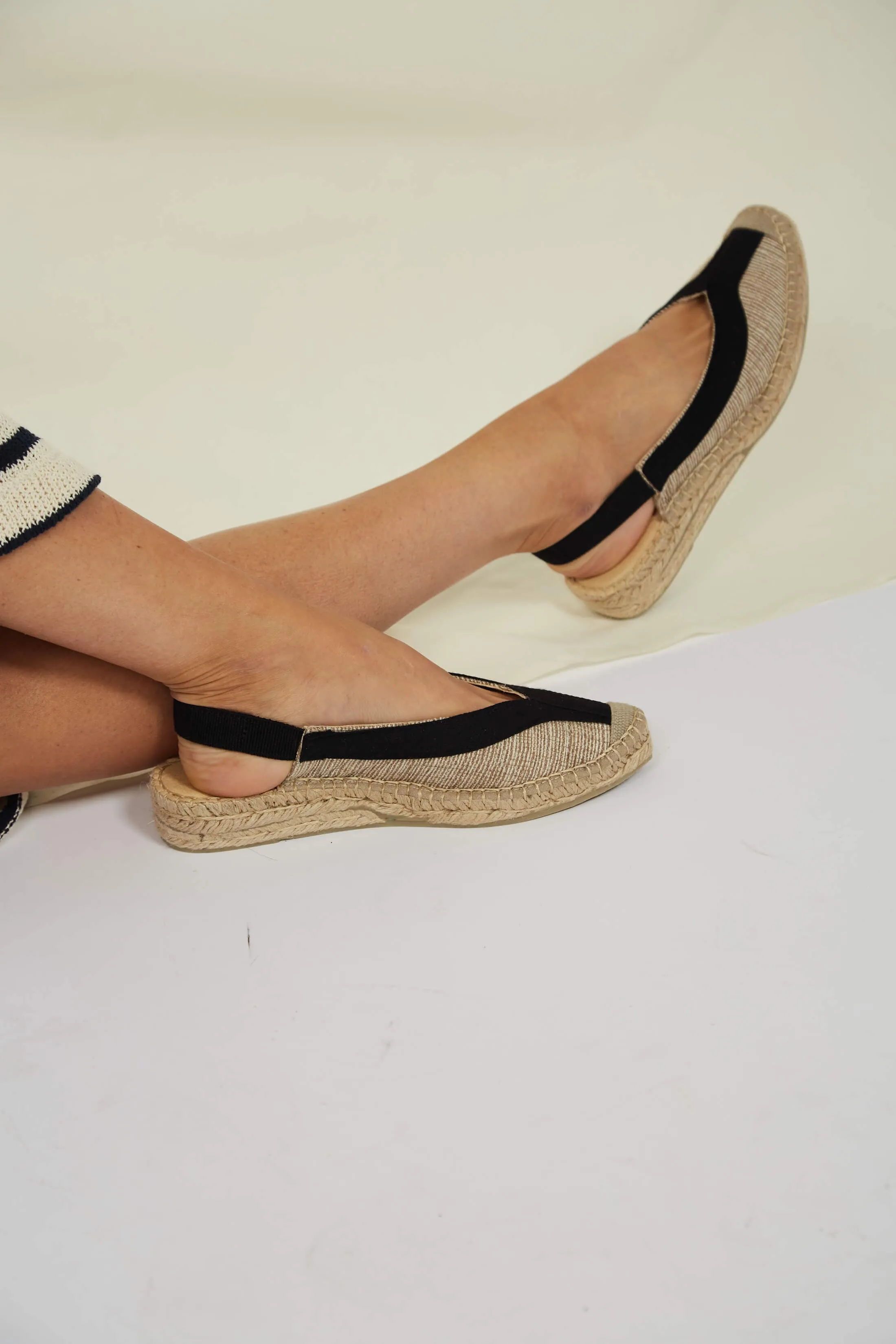Sandales Espadrilles Vegan Garachico à Brides | Noir & Beige
