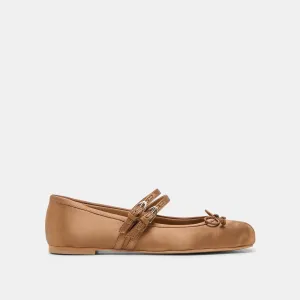 GIBSEN BALLERINES MI-BRUN SATIN