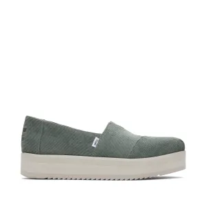 Espadrille mi-haute en velours côtelé vert