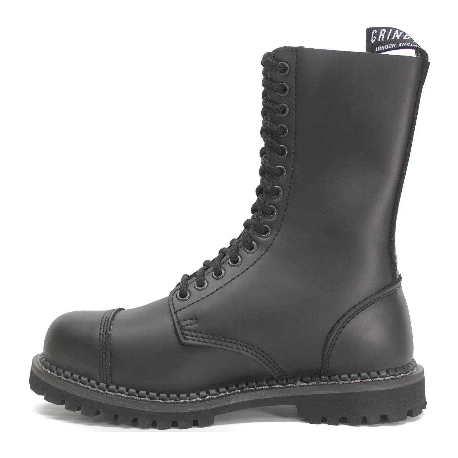 Bottes motardes unisexes Grinders Herald à bout d'acier, mi-mollet, 14 œillets