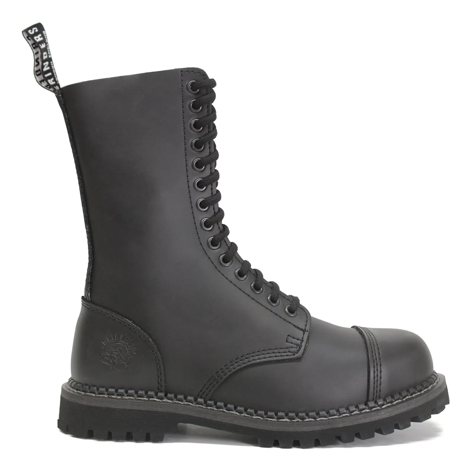 Bottes motardes unisexes Grinders Herald à bout d'acier, mi-mollet, 14 œillets