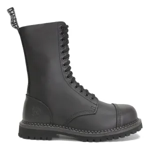 Bottes motardes unisexes Grinders Herald à bout d'acier, mi-mollet, 14 œillets