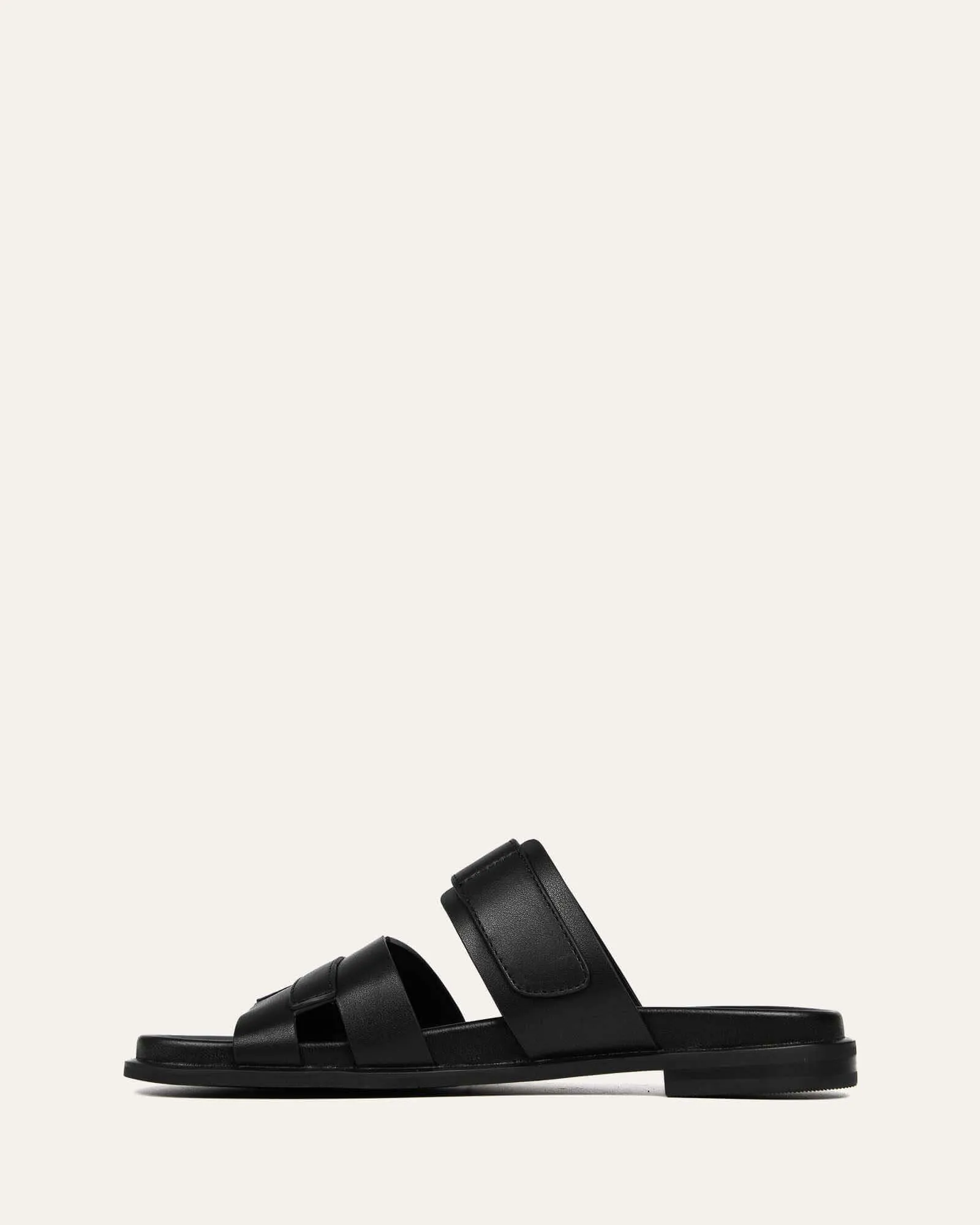 HENDRIX FLAT SLIDES CUIR NOIR