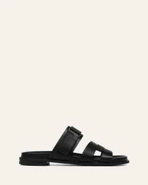 HENDRIX FLAT SLIDES CUIR NOIR
