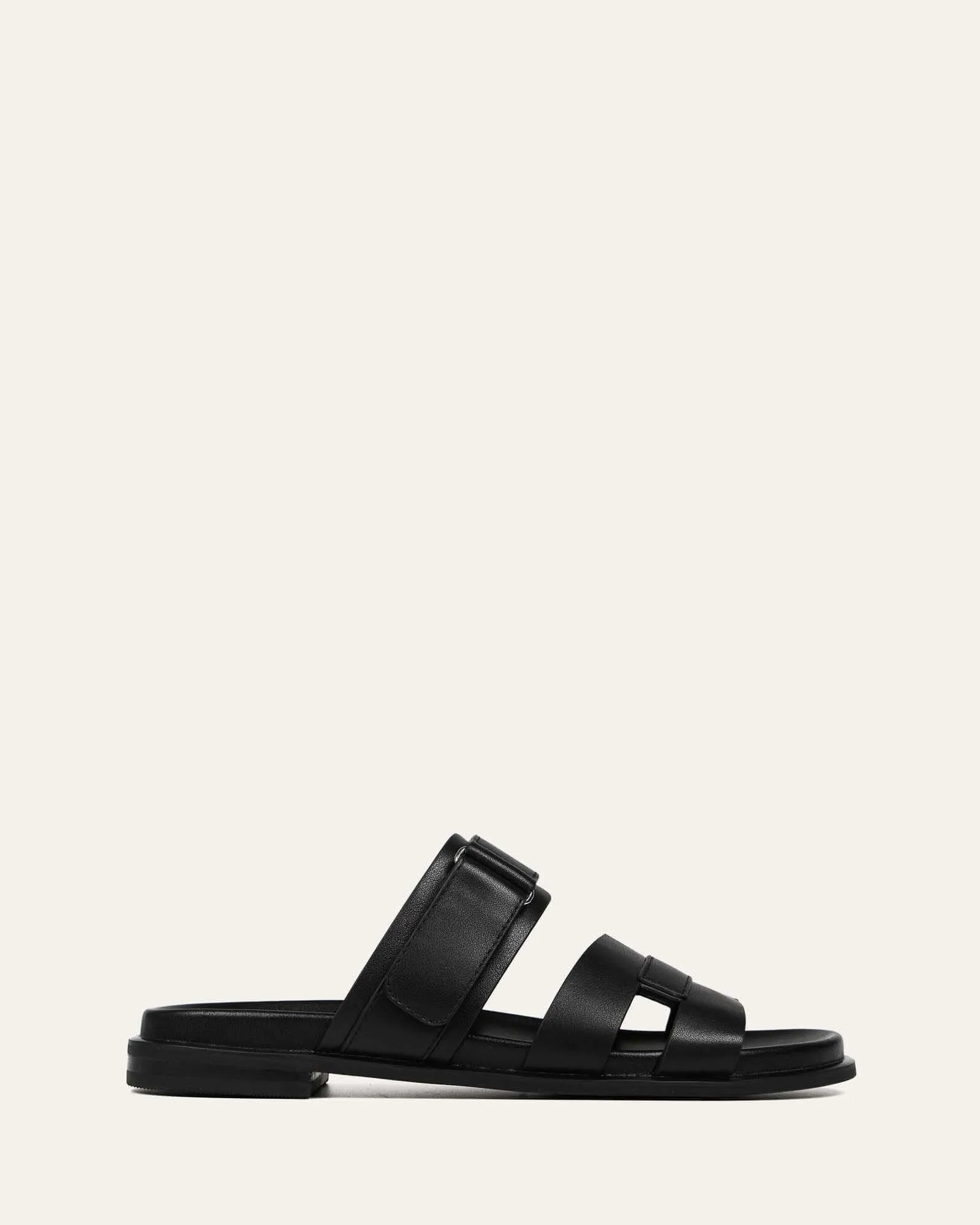 HENDRIX FLAT SLIDES CUIR NOIR