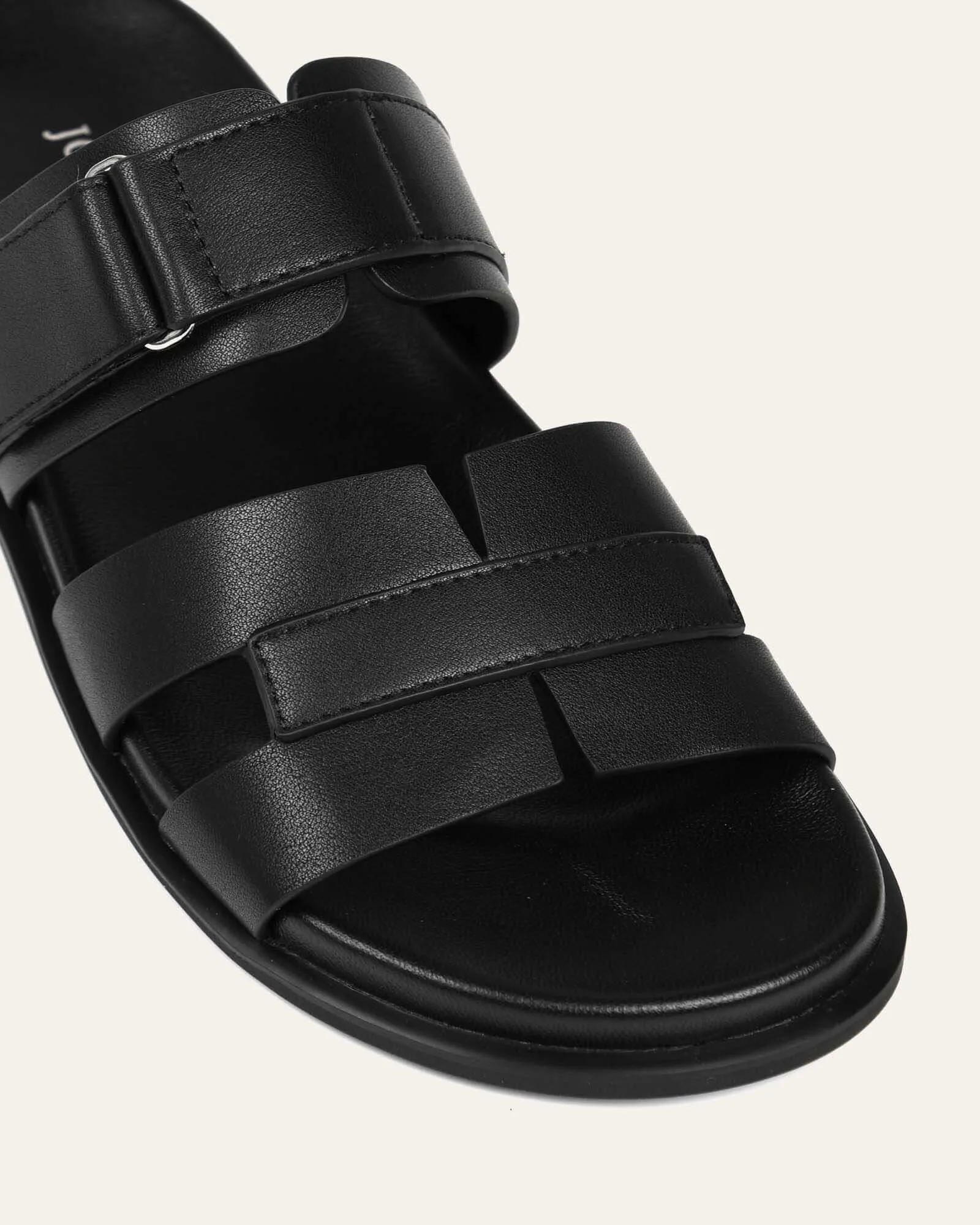 HENDRIX FLAT SLIDES CUIR NOIR