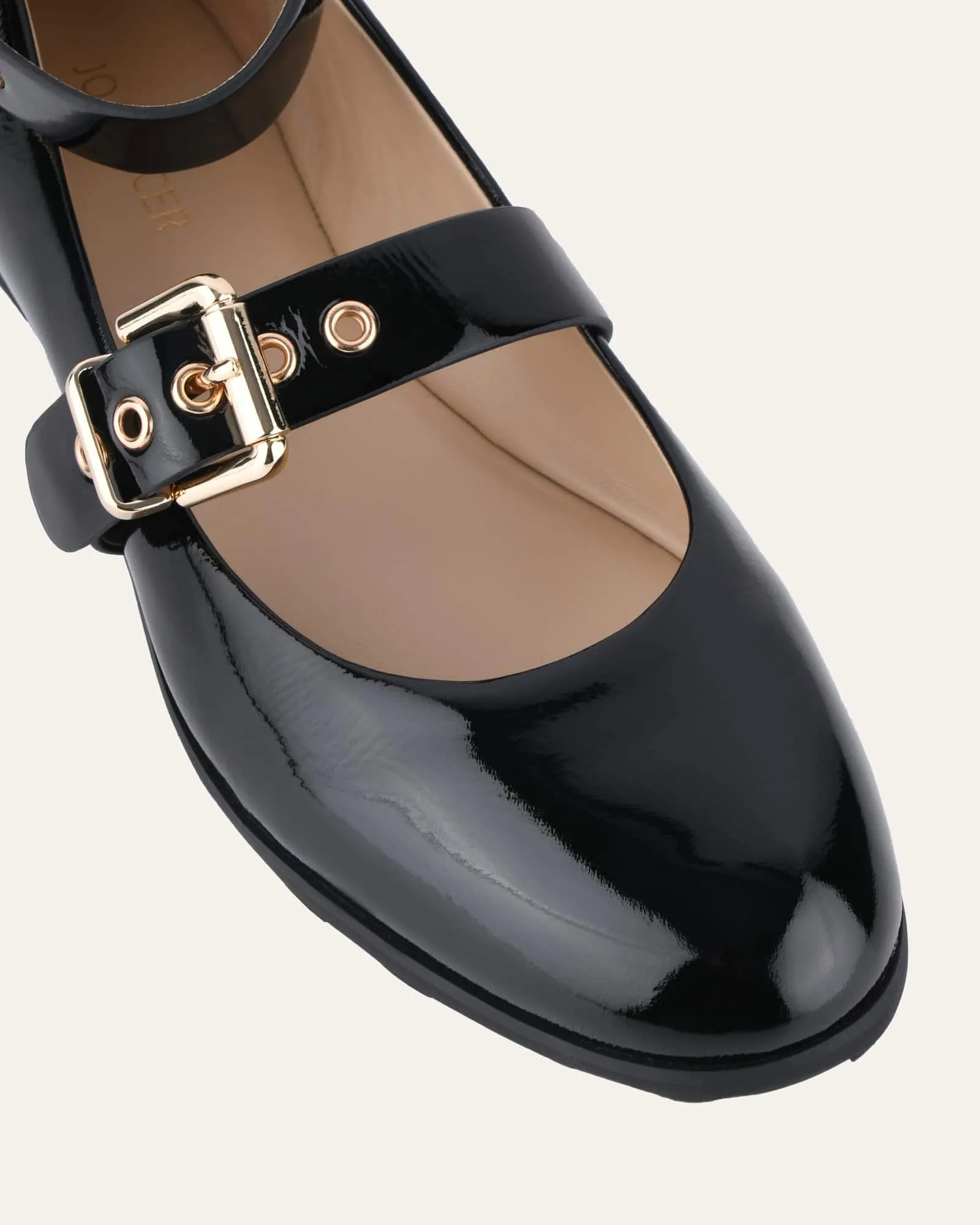 HERA FLATS DÉCONTRACTÉS NOIR VERNIS FROISSÉ