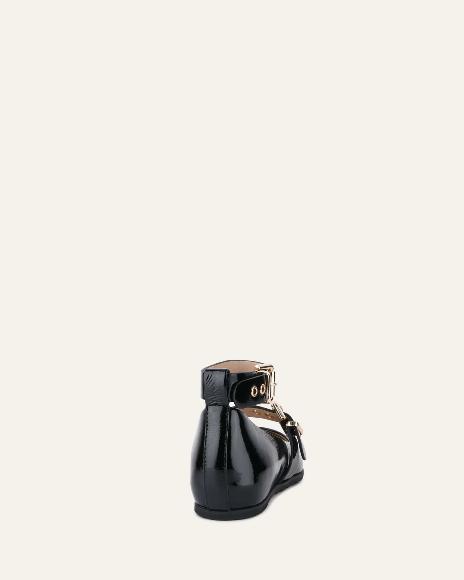 HERA FLATS DÉCONTRACTÉS NOIR VERNIS FROISSÉ
