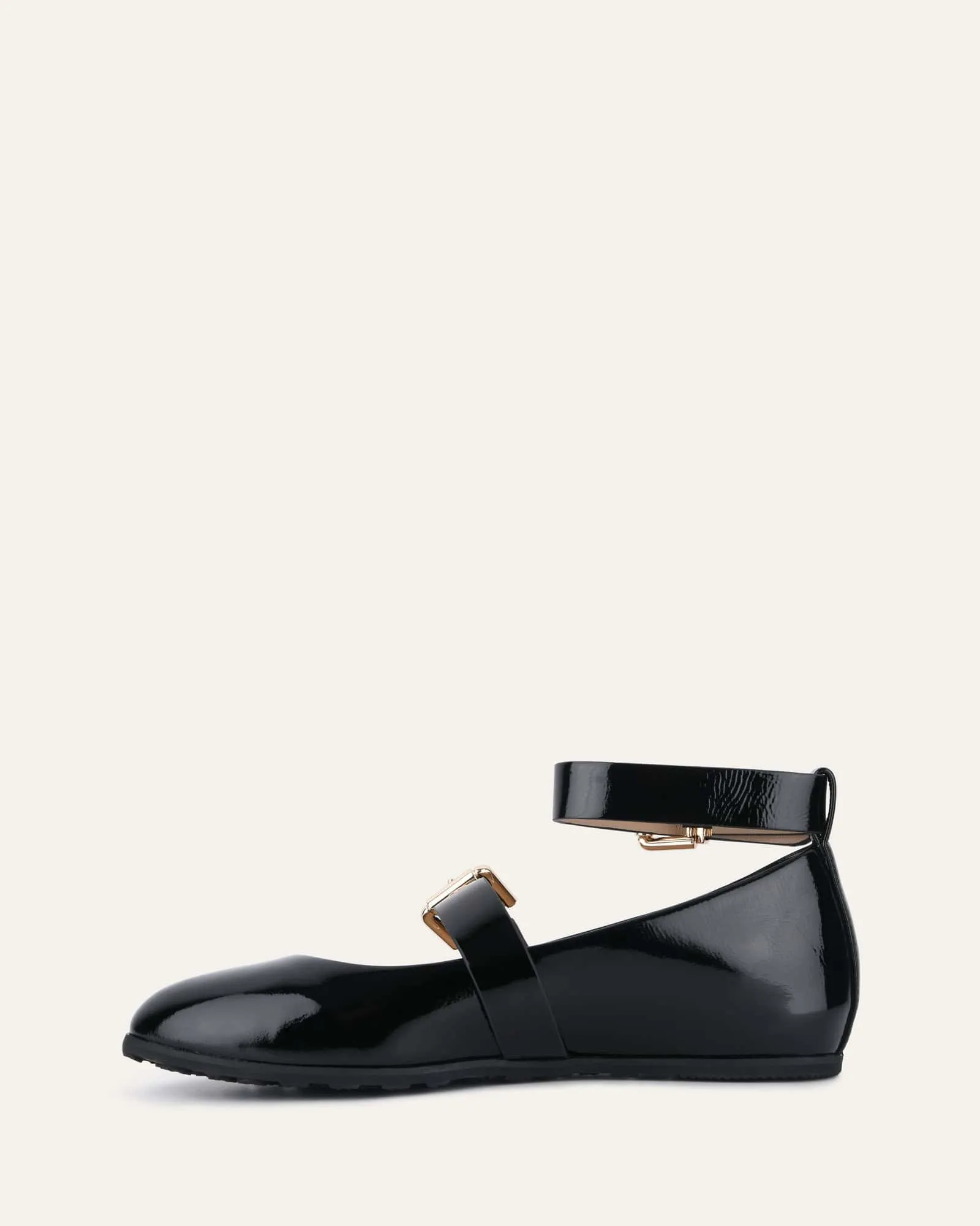 HERA FLATS DÉCONTRACTÉS NOIR VERNIS FROISSÉ