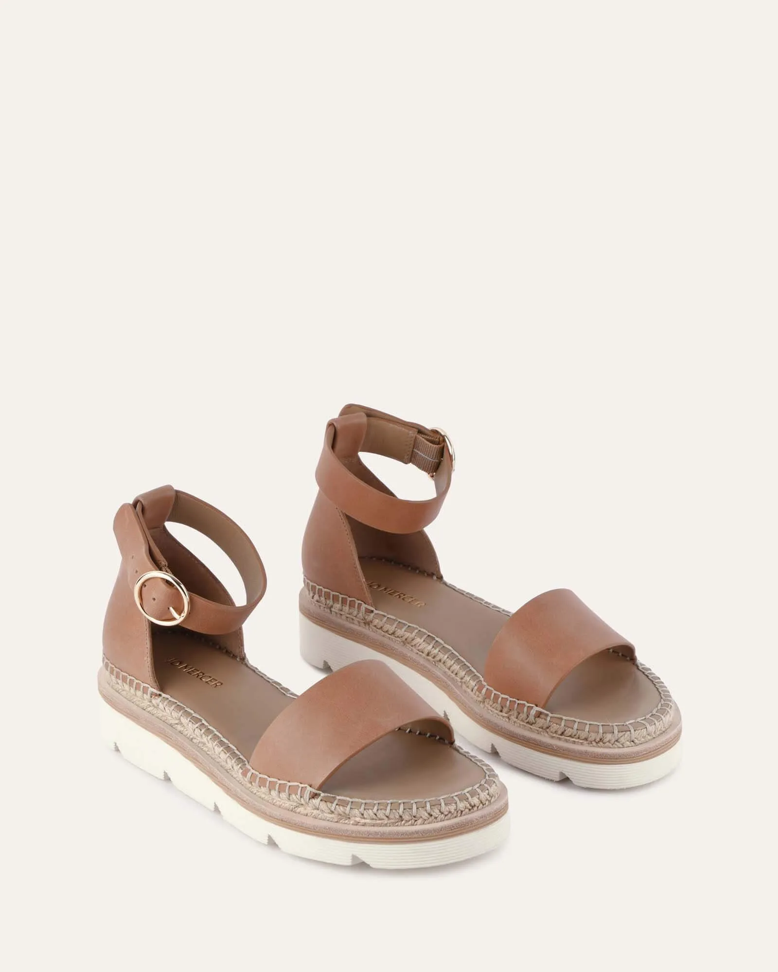 SANDALES PLATES IVY EN CUIR TAN