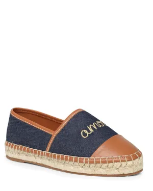 Jenna Denim Espadrille Plate en Indigo