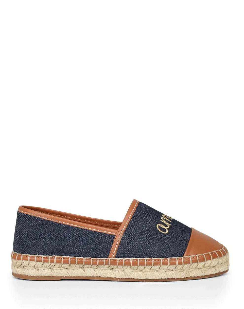 Jenna Denim Espadrille Plate en Indigo
