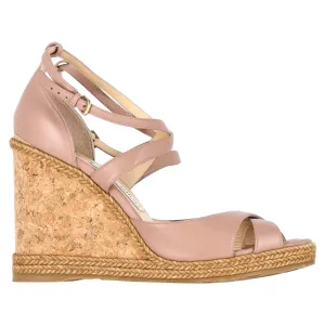 Jimmy Choo Alanah Escarpin en Liège à Bride Cheville avec Semelle Espadrille en Cuir Rose