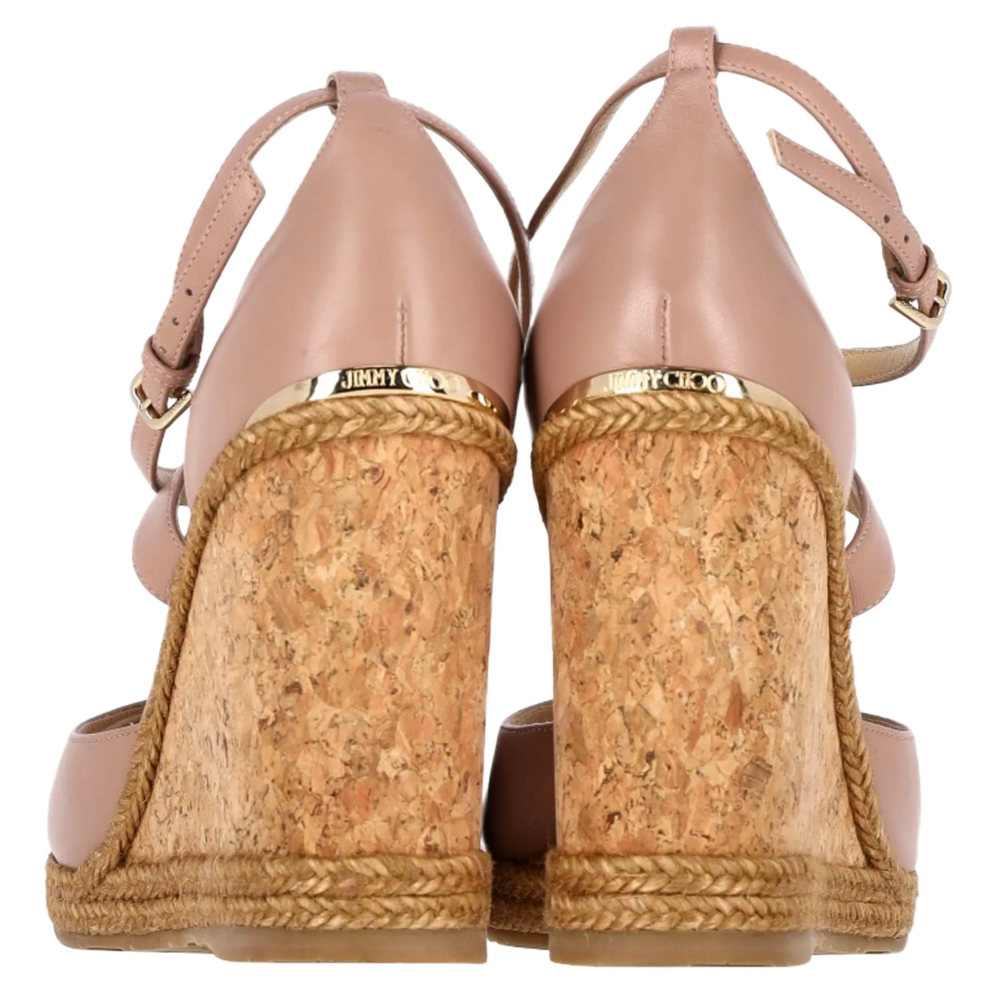 Jimmy Choo Alanah Escarpin en Liège à Bride Cheville avec Semelle Espadrille en Cuir Rose