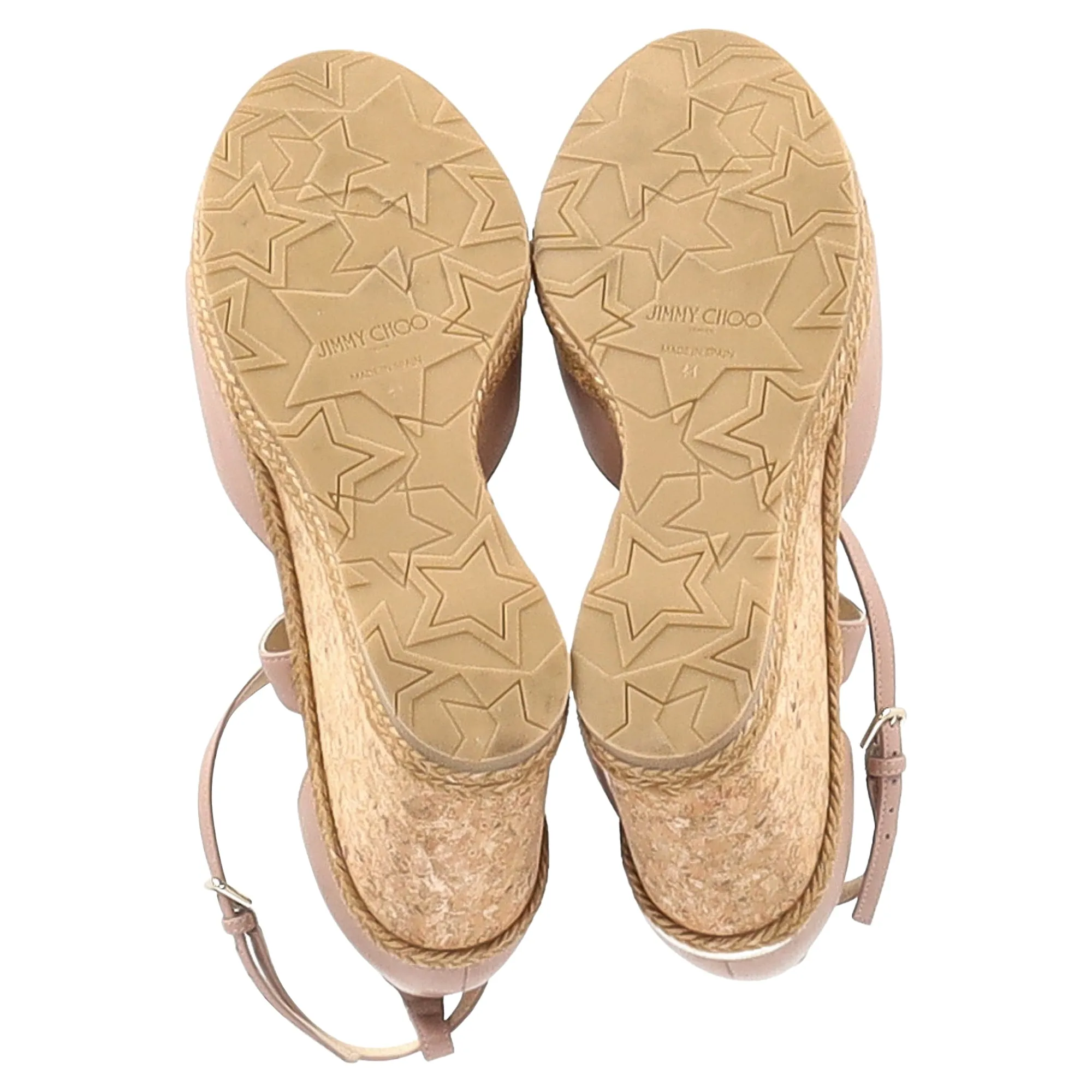 Jimmy Choo Alanah Escarpin en Liège à Bride Cheville avec Semelle Espadrille en Cuir Rose