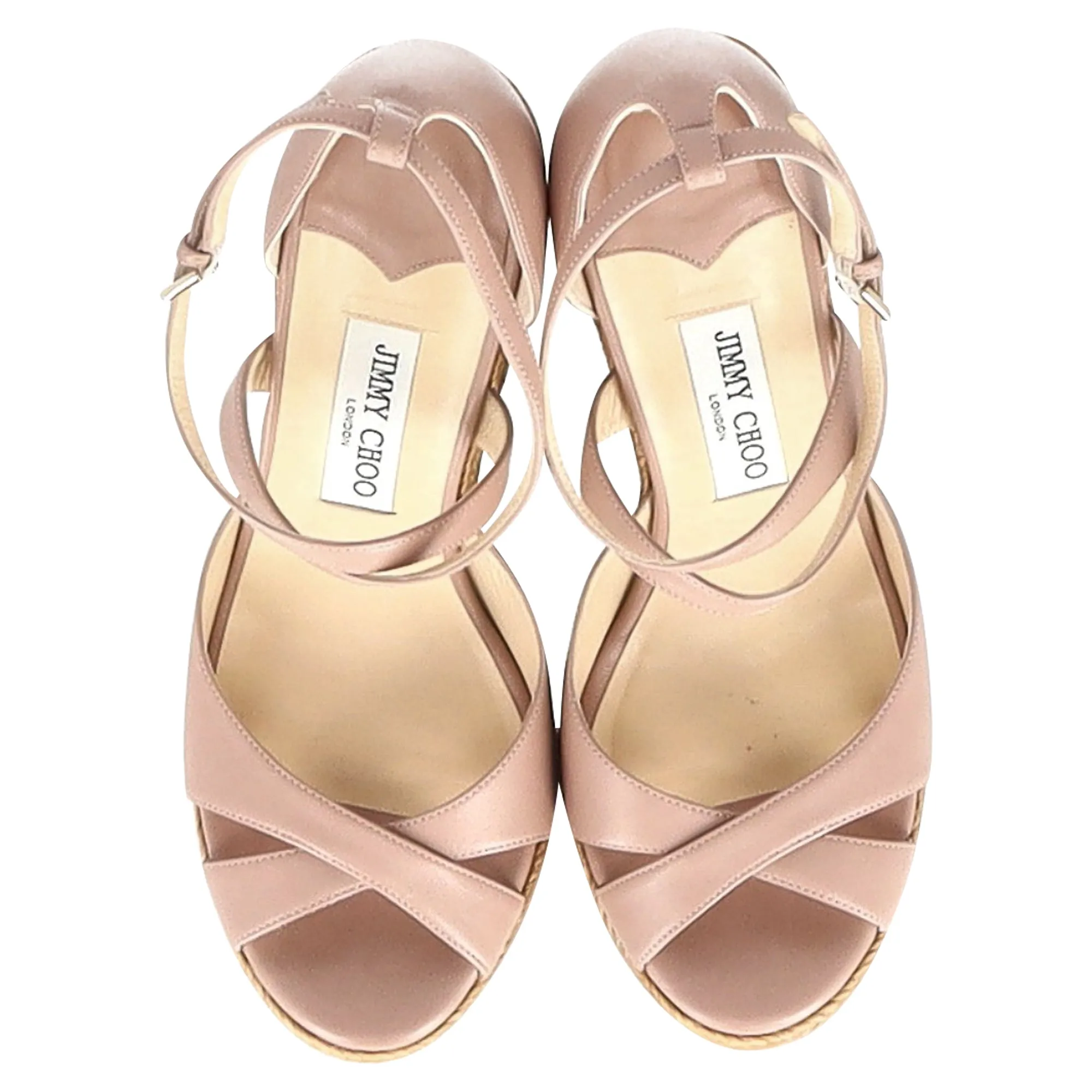 Jimmy Choo Alanah Escarpin en Liège à Bride Cheville avec Semelle Espadrille en Cuir Rose