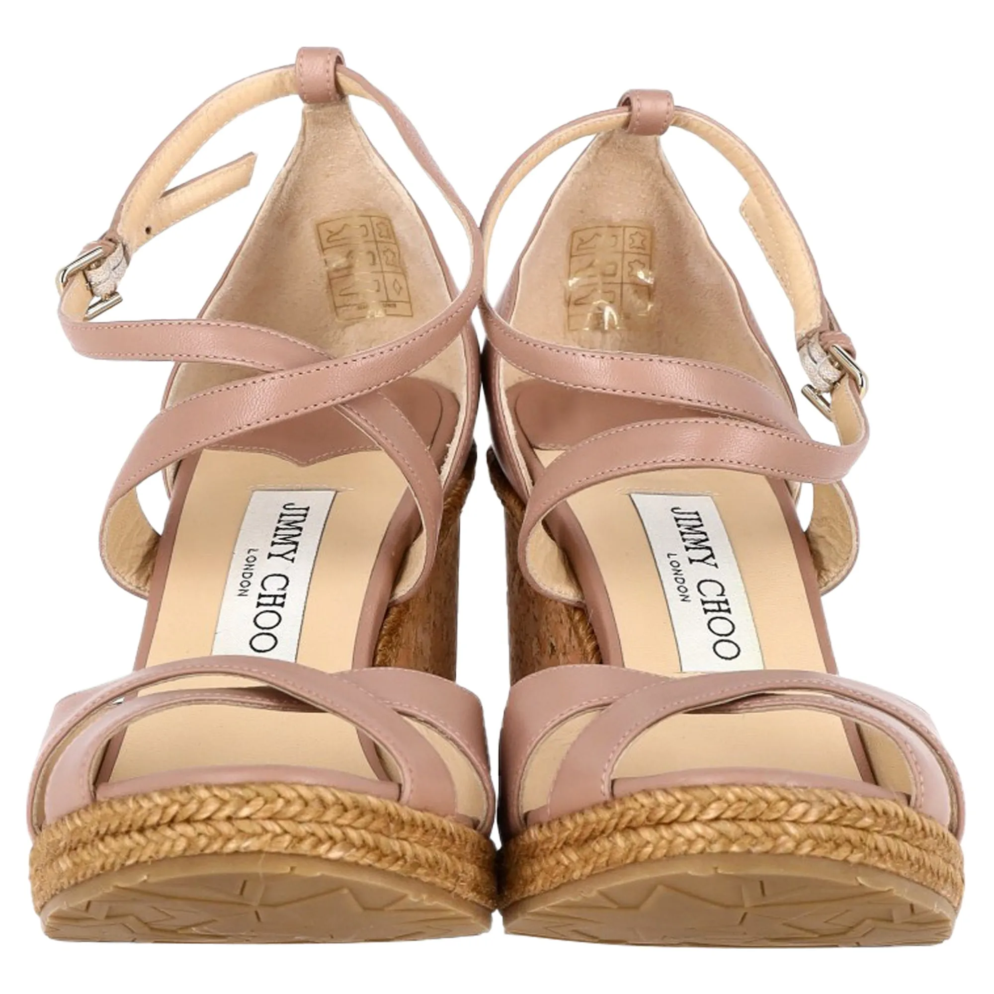 Jimmy Choo Alanah Escarpin en Liège à Bride Cheville avec Semelle Espadrille en Cuir Rose