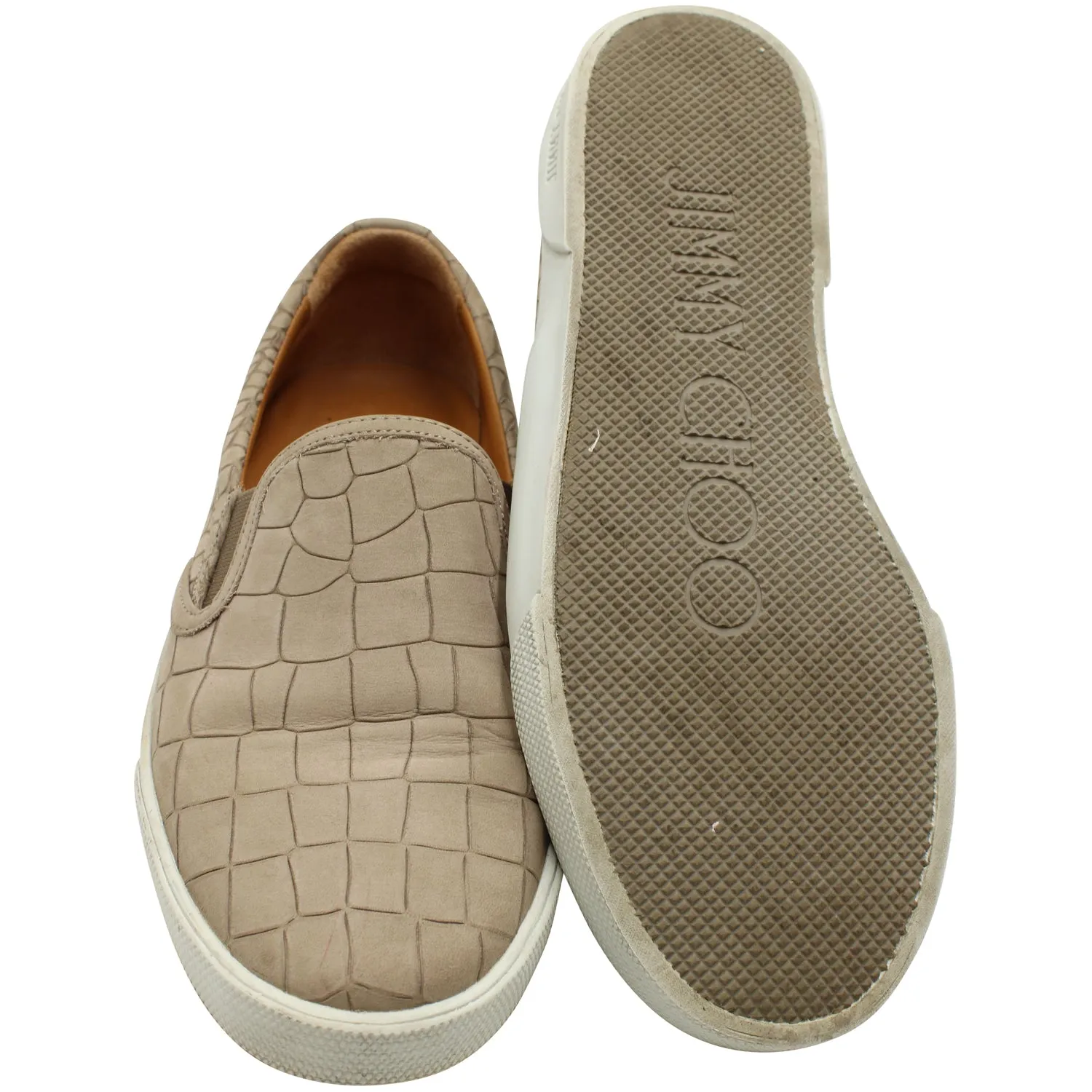 Jimmy Choo Escarpins à enfiler en cuir nude imprimé crocodile