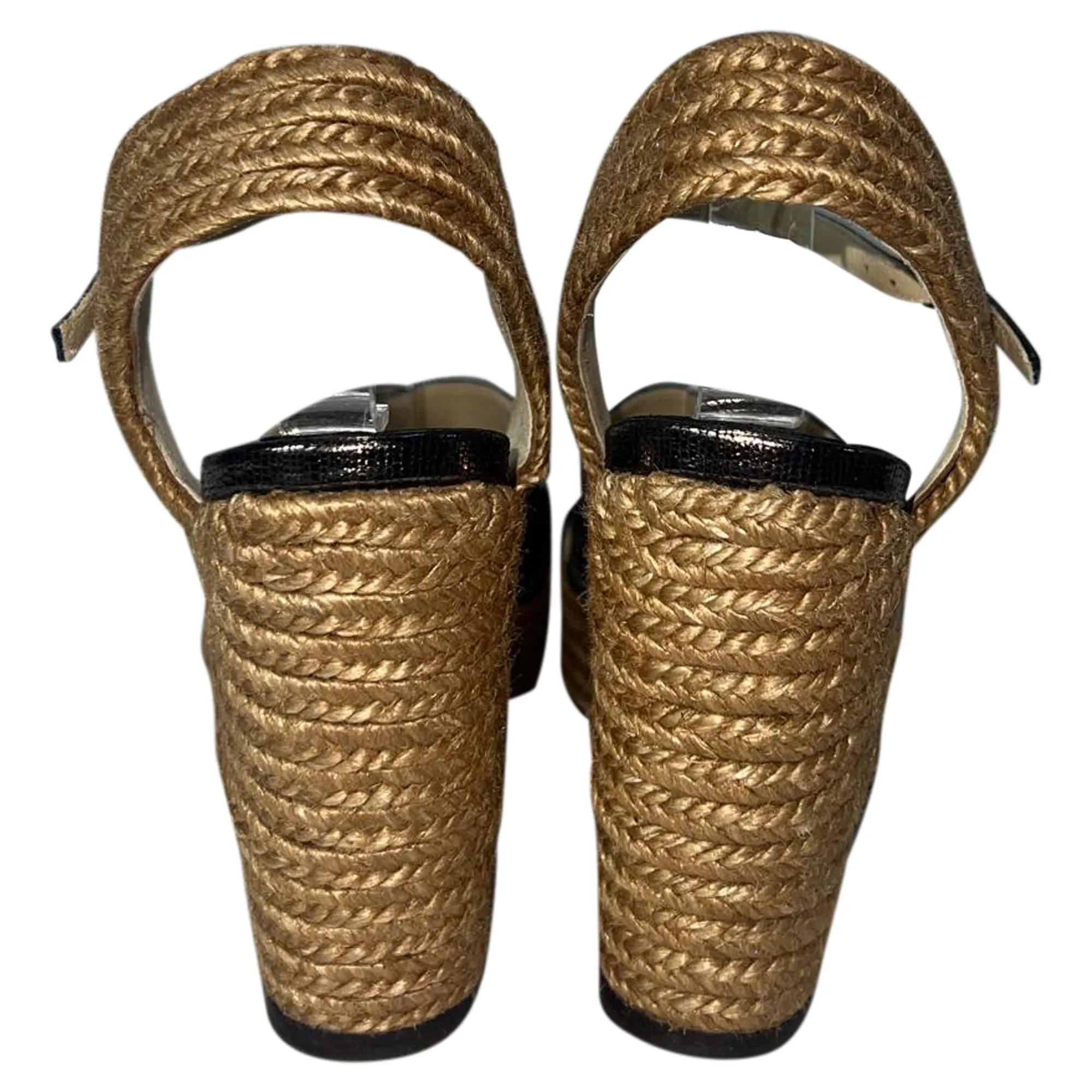 Jimmy Choo Dellena Sandales à Wedge Espadrille en Cuir Noir_Jimmy-Choo