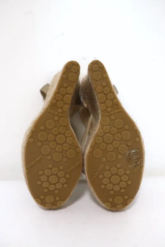 Jimmy Choo Phoenix Plateforme Espadrille Sandales à Wedge Métallisé Or Taille 42 NEUF