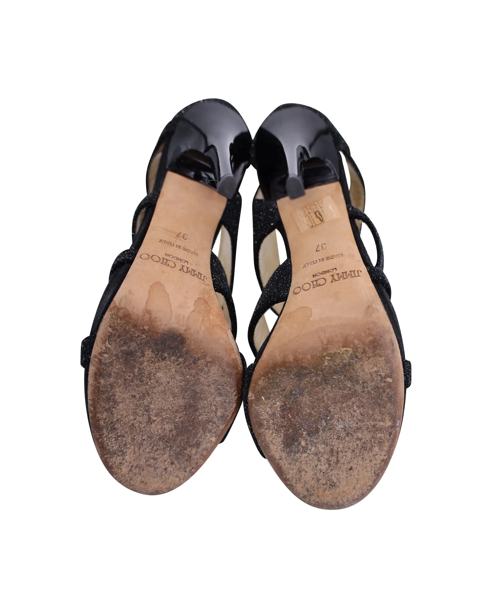 Sandales à lanières Jimmy Choo en paillettes noires