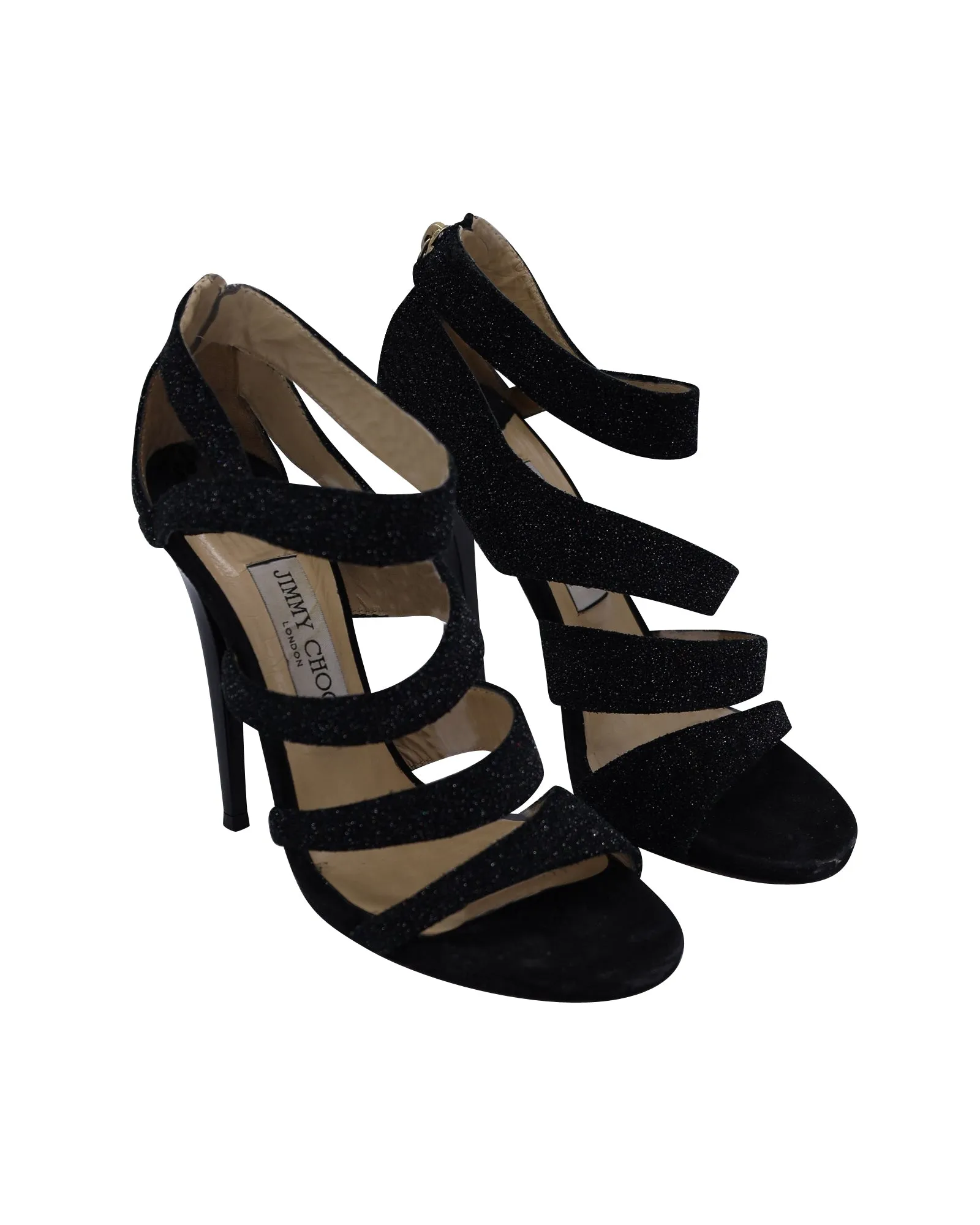 Sandales à lanières Jimmy Choo en paillettes noires