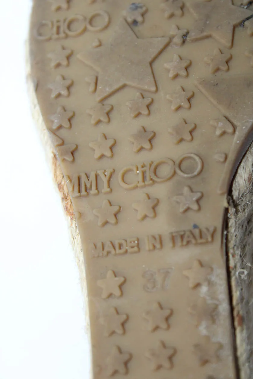 Jimmy Choo Escarpins Femme à Bout Ouvert Fermeture Éclair Espadrille à Plateau Sandales Beige