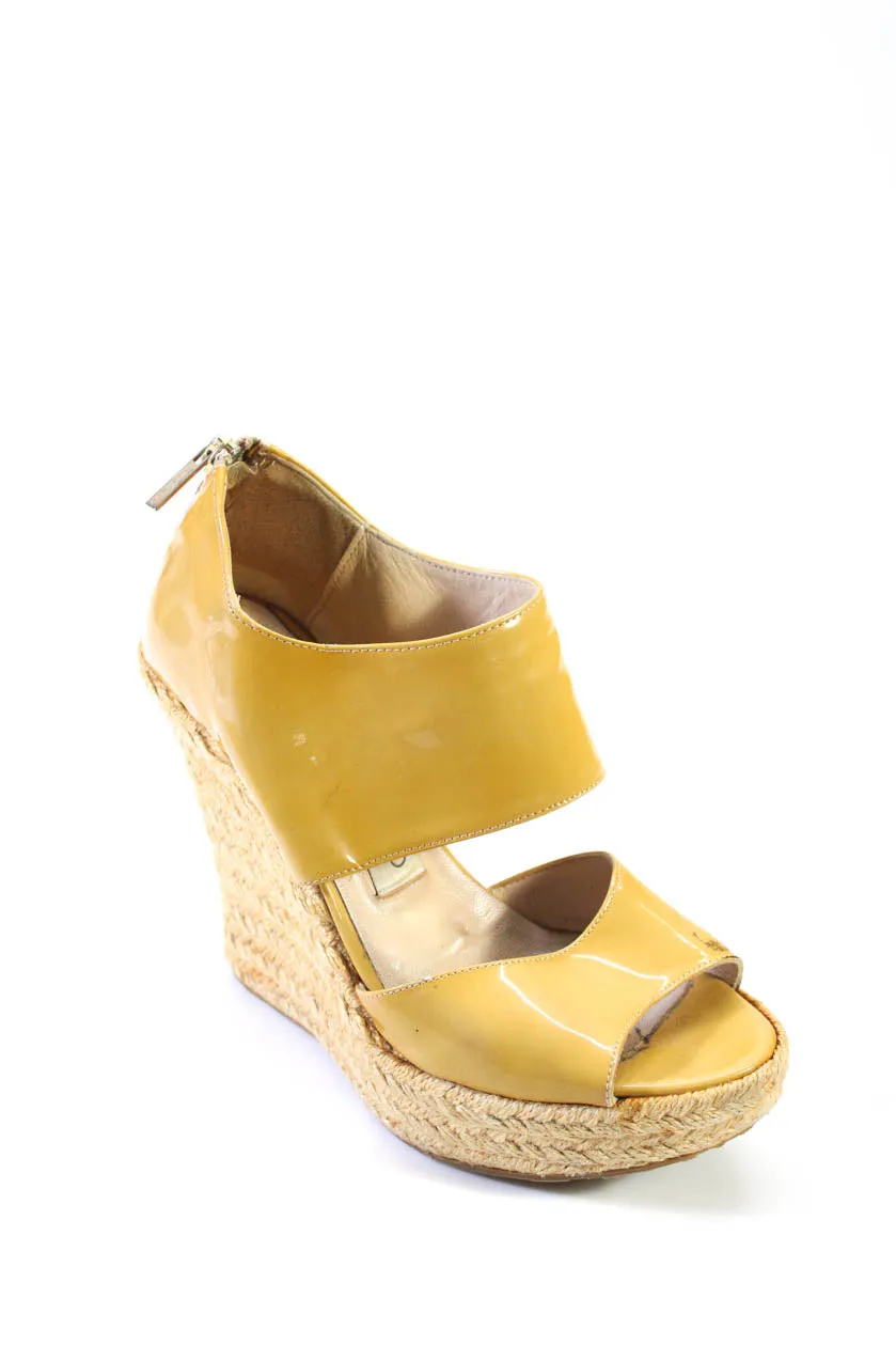 Jimmy Choo Escarpins Femme à Bout Ouvert Fermeture Éclair Espadrille à Plateau Sandales Beige