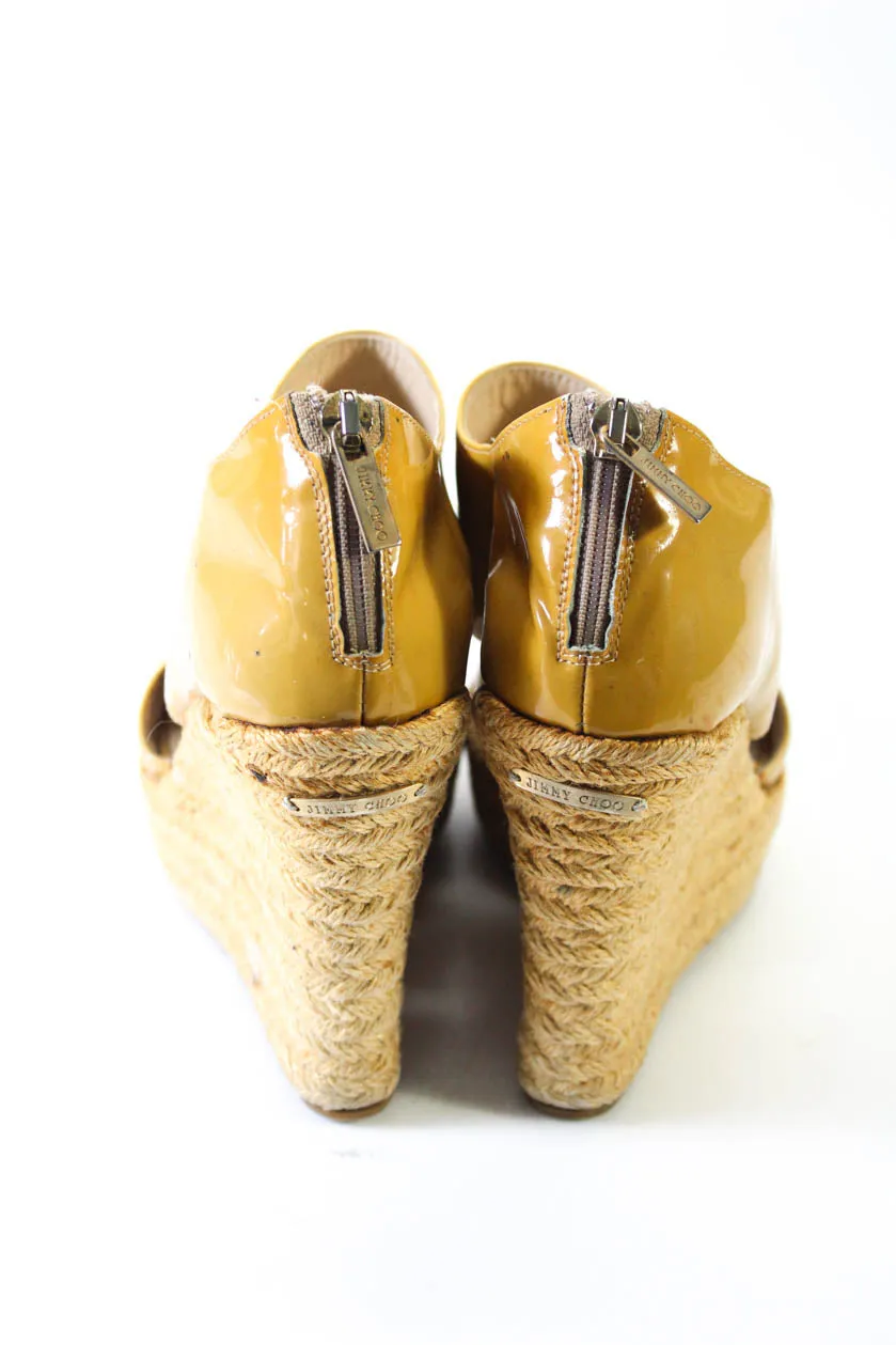 Jimmy Choo Escarpins Femme à Bout Ouvert Fermeture Éclair Espadrille à Plateau Sandales Beige