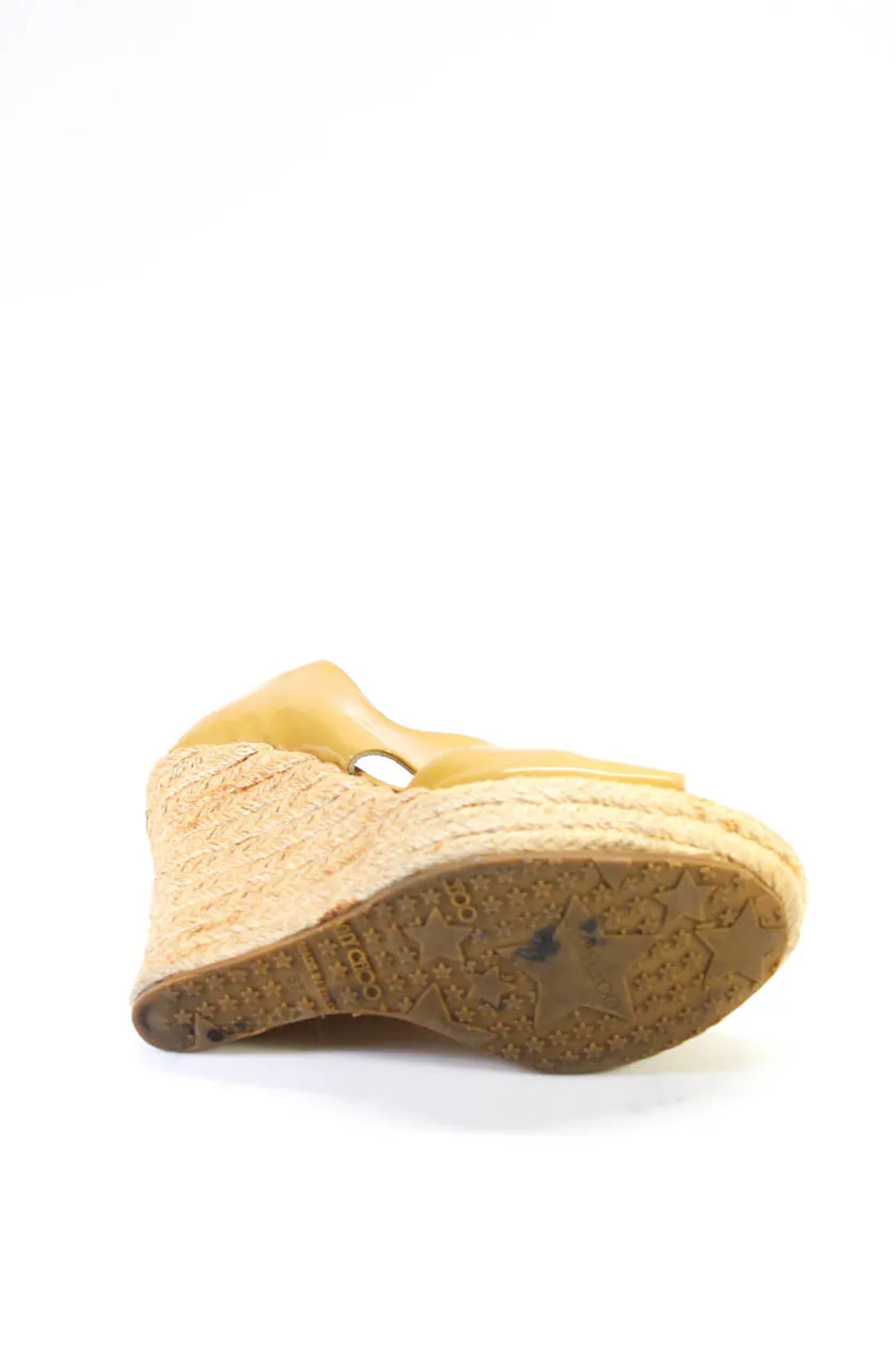 Jimmy Choo Escarpins Femme à Bout Ouvert Fermeture Éclair Espadrille à Plateau Sandales Beige