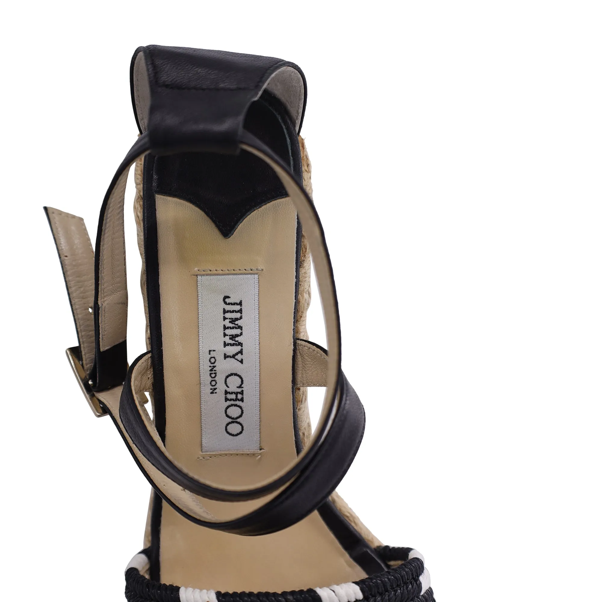 Jimmy Choo Sandales à Wedge Espadrille Tressées en Jute Noir et Cuir_Jimmy-Choo