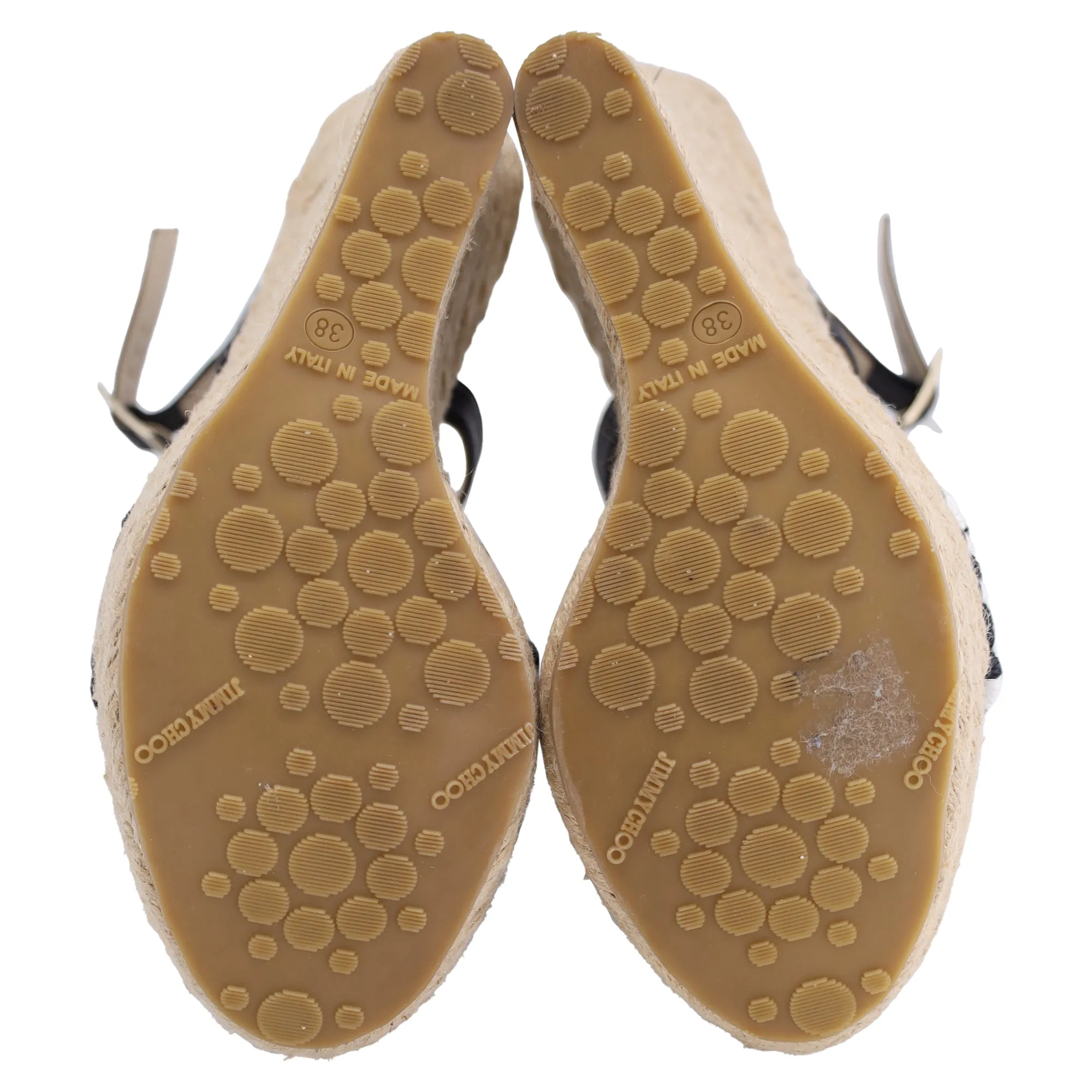 Jimmy Choo Sandales à Wedge Espadrille Tressées en Jute Noir et Cuir_Jimmy-Choo