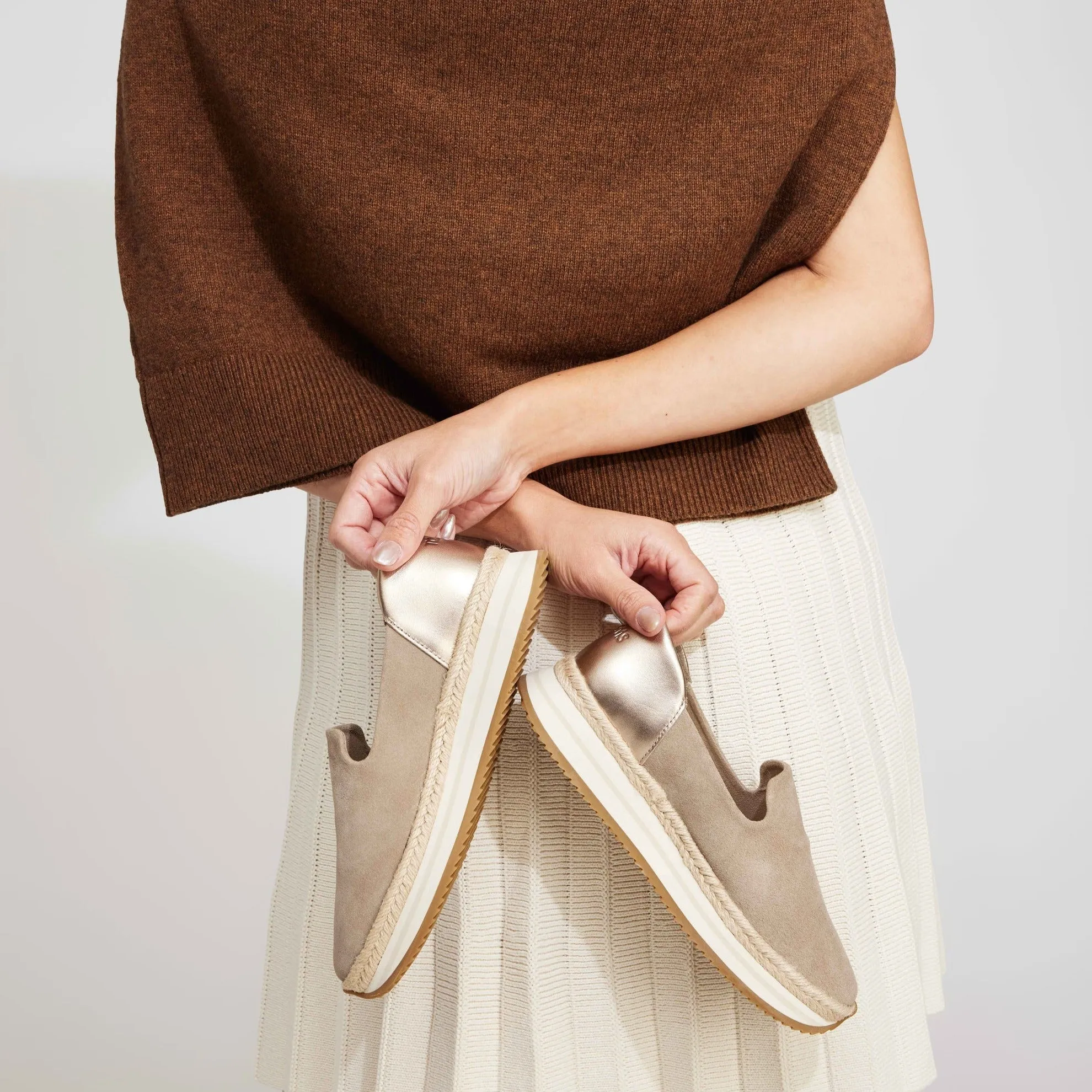 Jocelyn Suède Métallisé Taupe Basket Espadrille