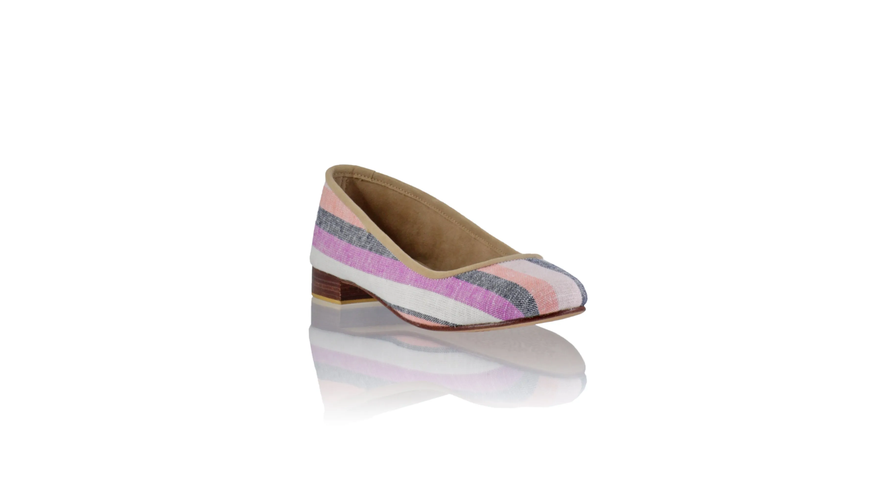 Kate 20mm Ballet - Ligne blanche et saumon en lin