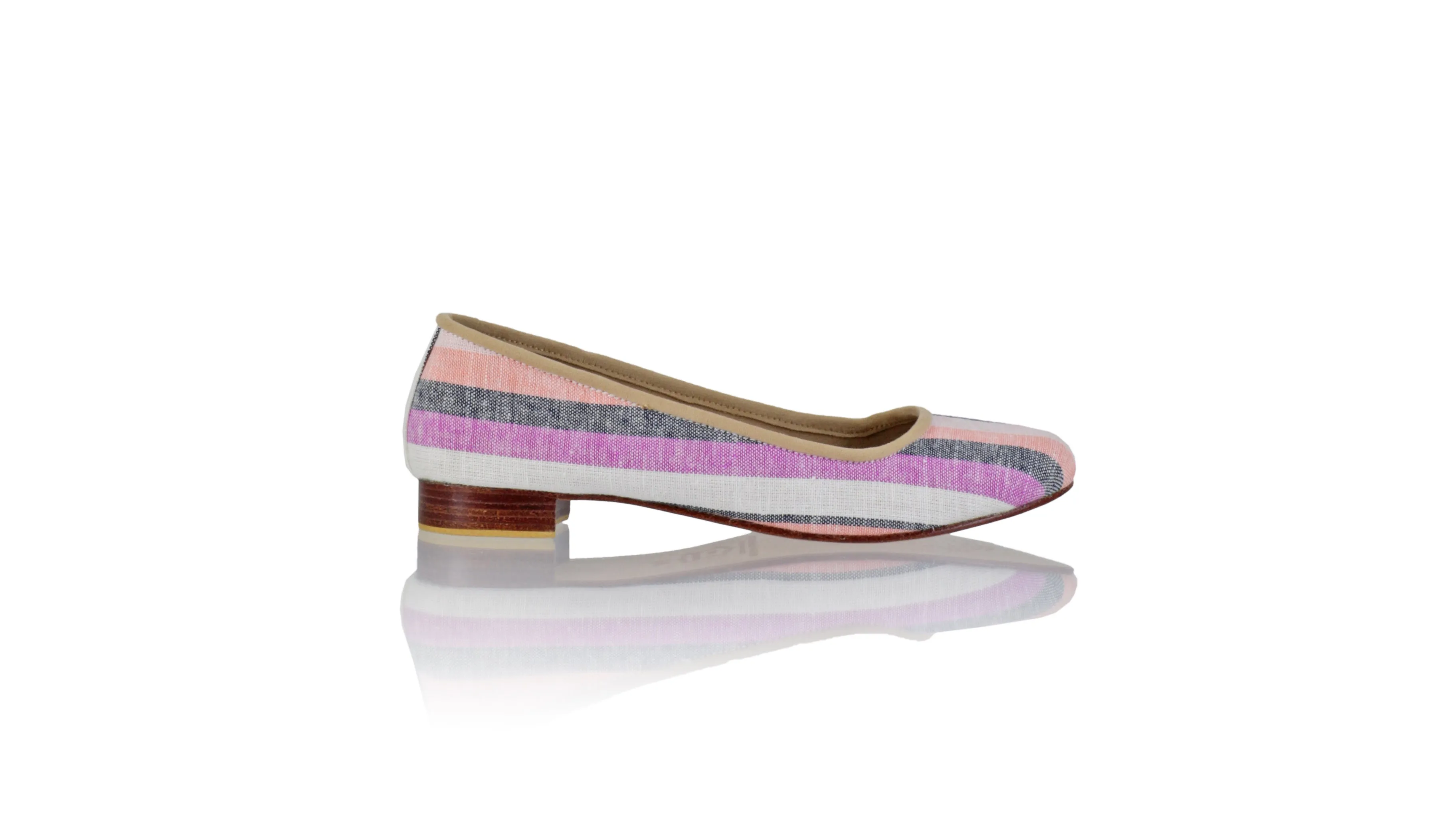 Kate 20mm Ballet - Ligne blanche et saumon en lin