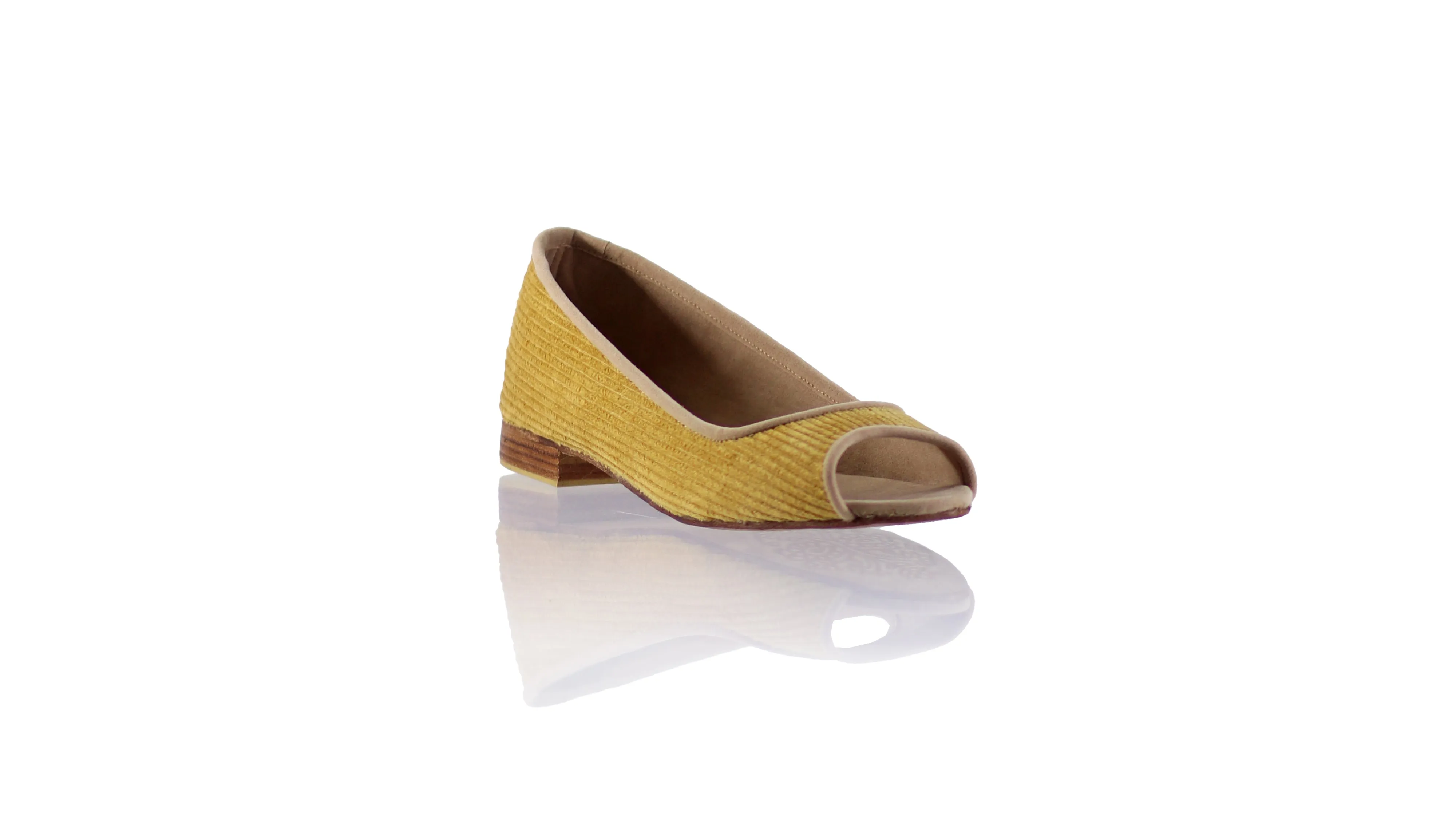 Kate Peeptoe 20mm Ballet - Velours côtelé beige