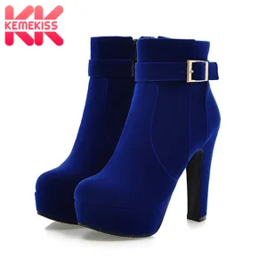 KemeKiss 2020 Grandes Tailles 33-43 Bottes de Soirée pour Femme Chaussures à Talons Hauts Mode Femme Bottes Sexy avec Fourrure d'Hiver Bottes Cheville Femme Chaussures Fashion Nova