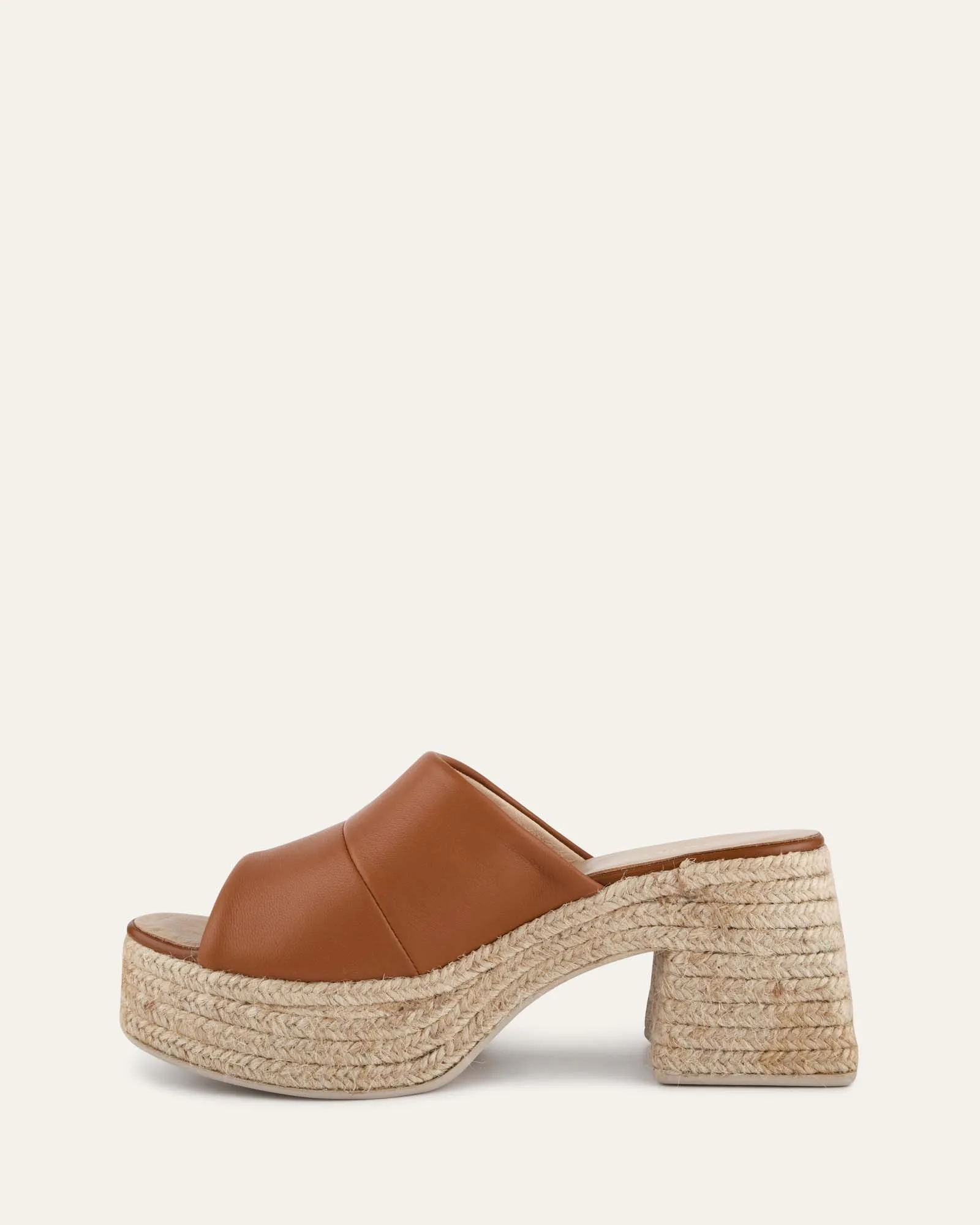 SANDALES ESPADRILLES À TALONS HAUTS KRISTEN EN CUIR TAN