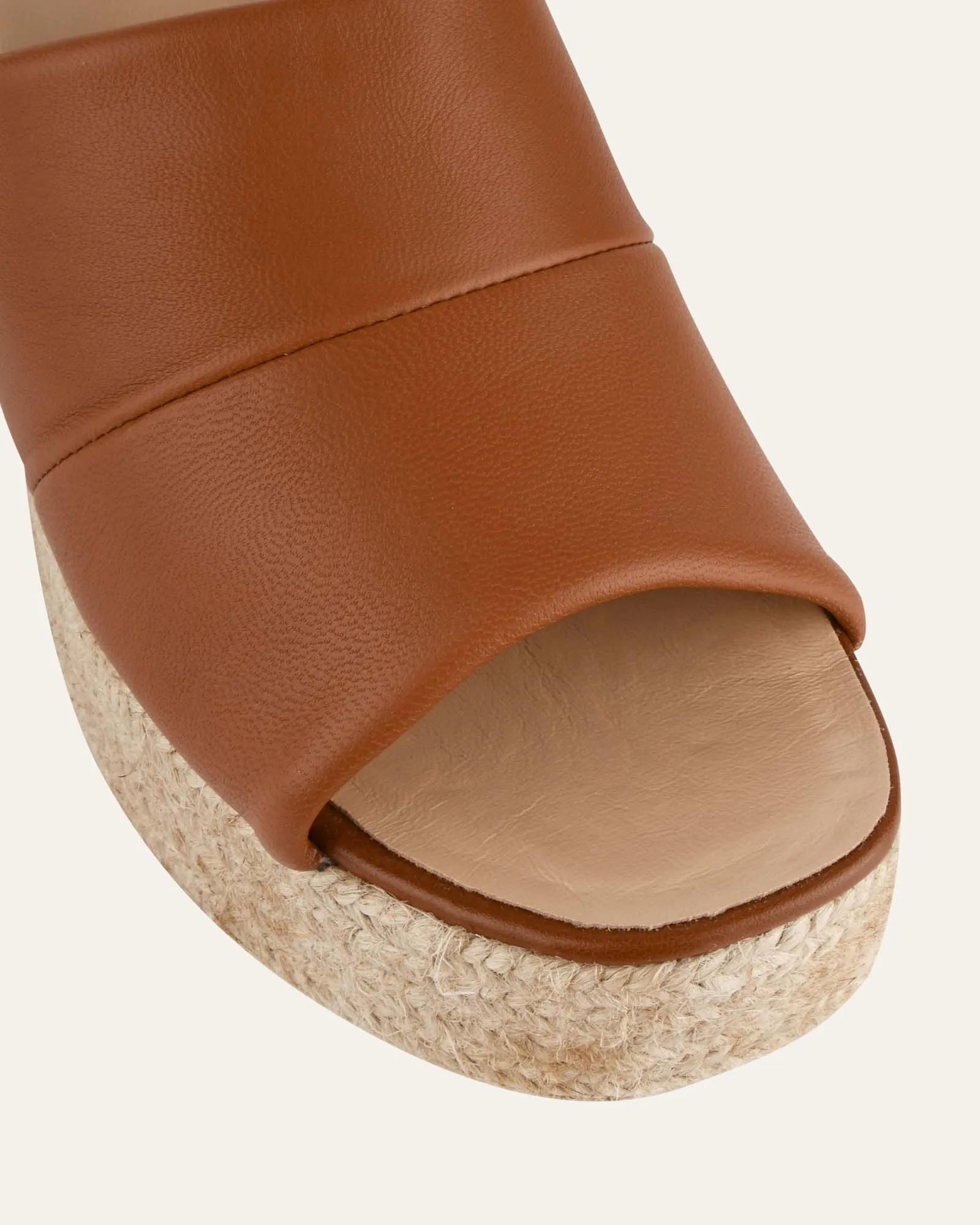 SANDALES ESPADRILLES À TALONS HAUTS KRISTEN EN CUIR TAN