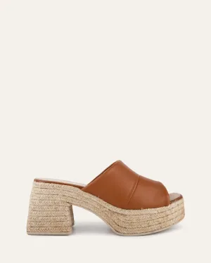 SANDALES ESPADRILLES À TALONS HAUTS KRISTEN EN CUIR TAN